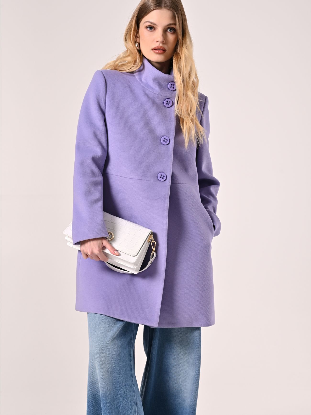 Lilac Coat with Stand-Up Collar sp_e1