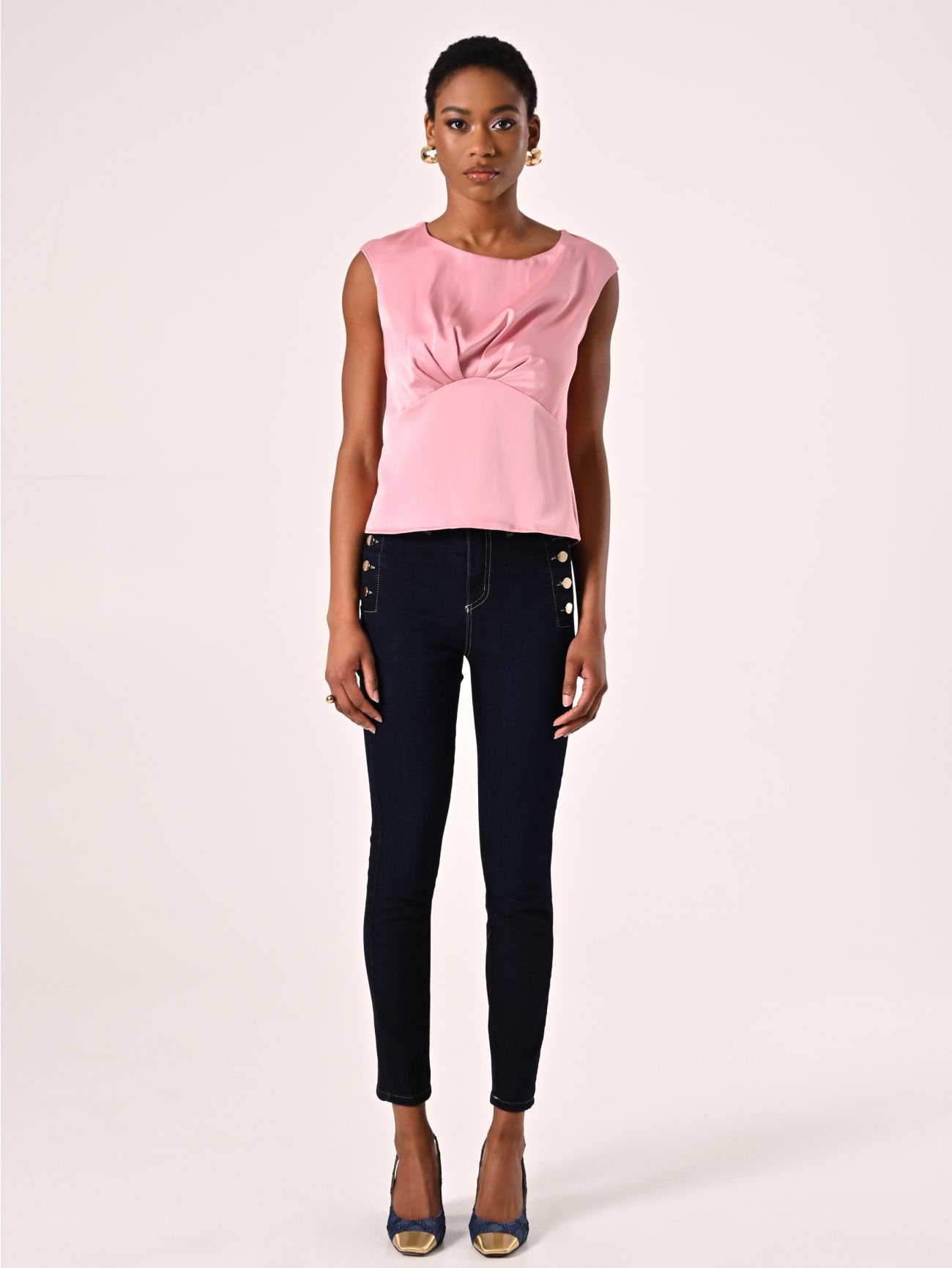Top vieux rose en satin det_1
