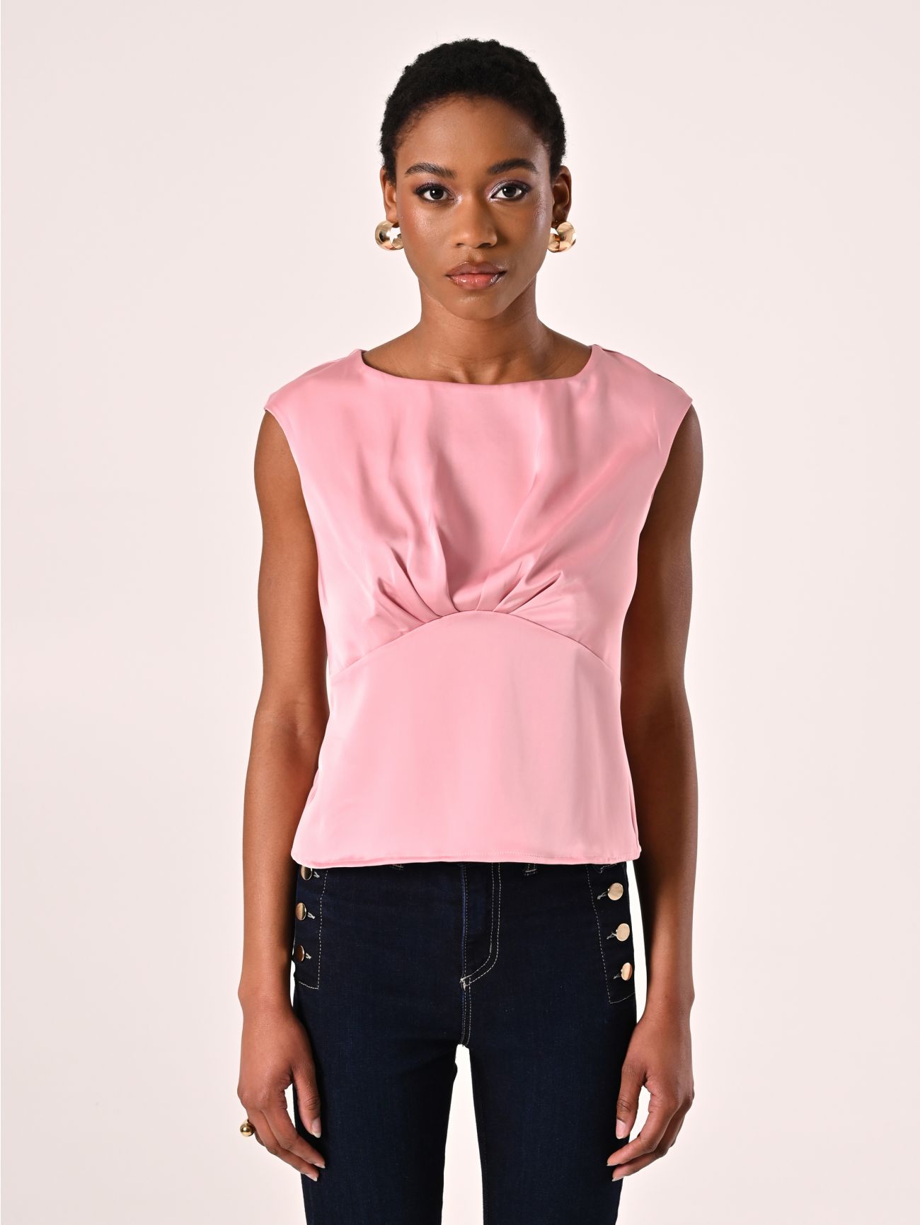 Top vieux rose en satin det_2
