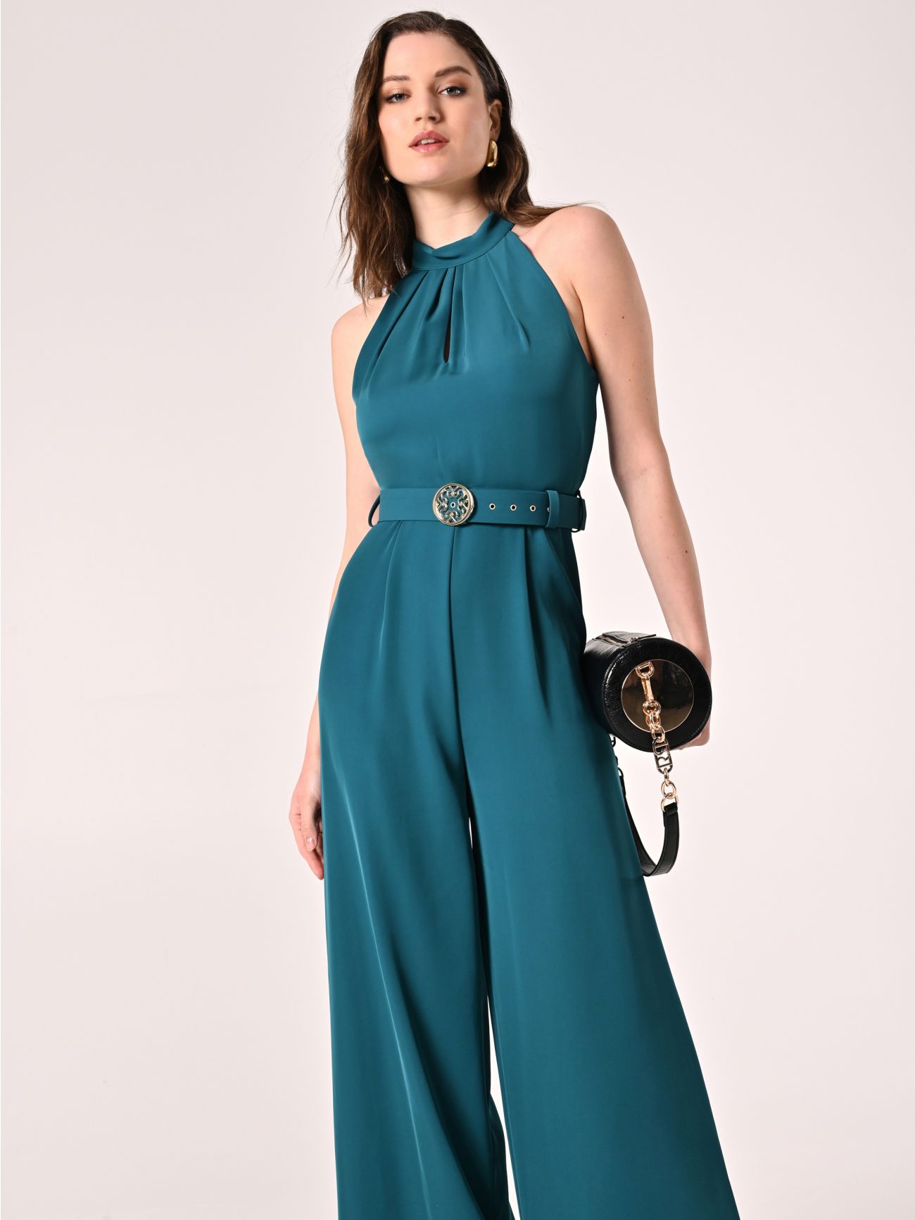Peacock Green Palazzo Jumpsuit  Rinascimento