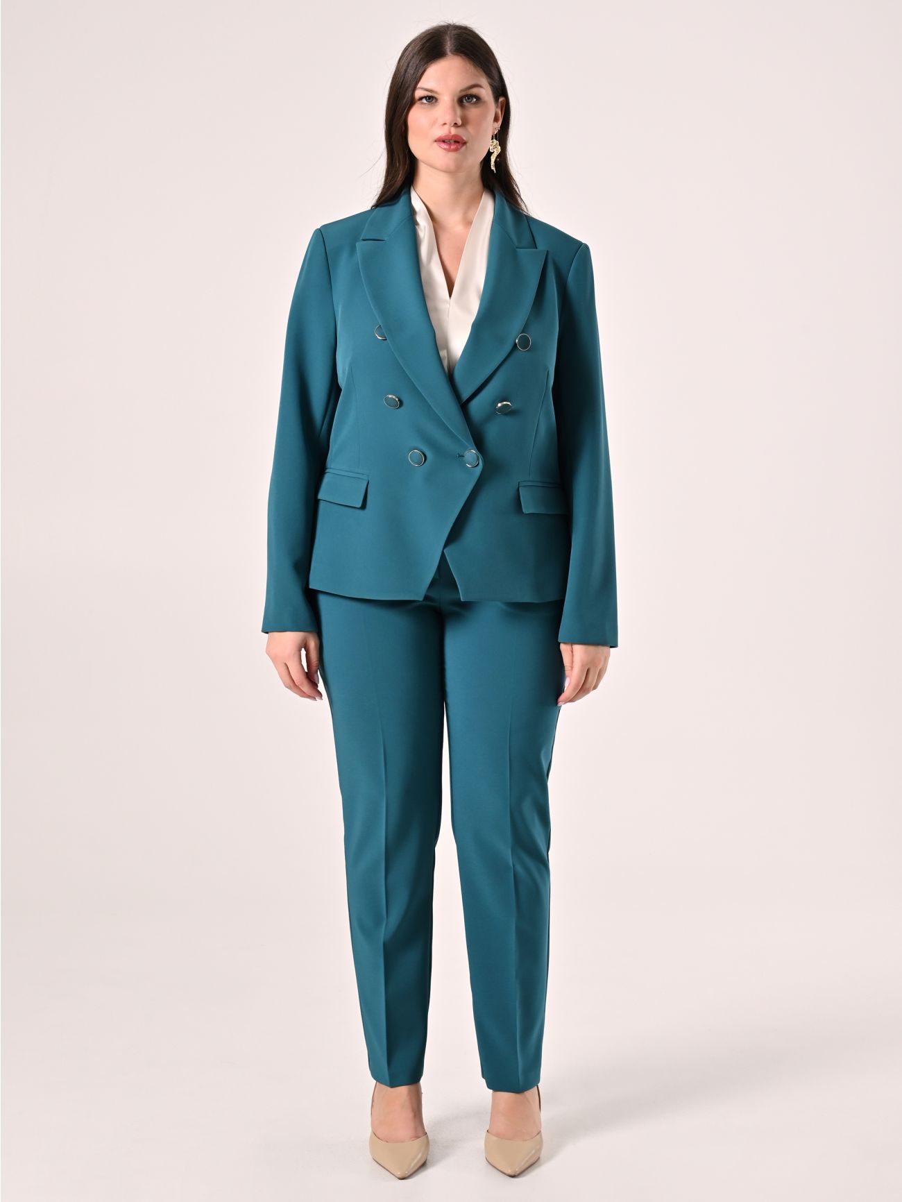 Chaqueta Curvy cruzada verde real det_1
