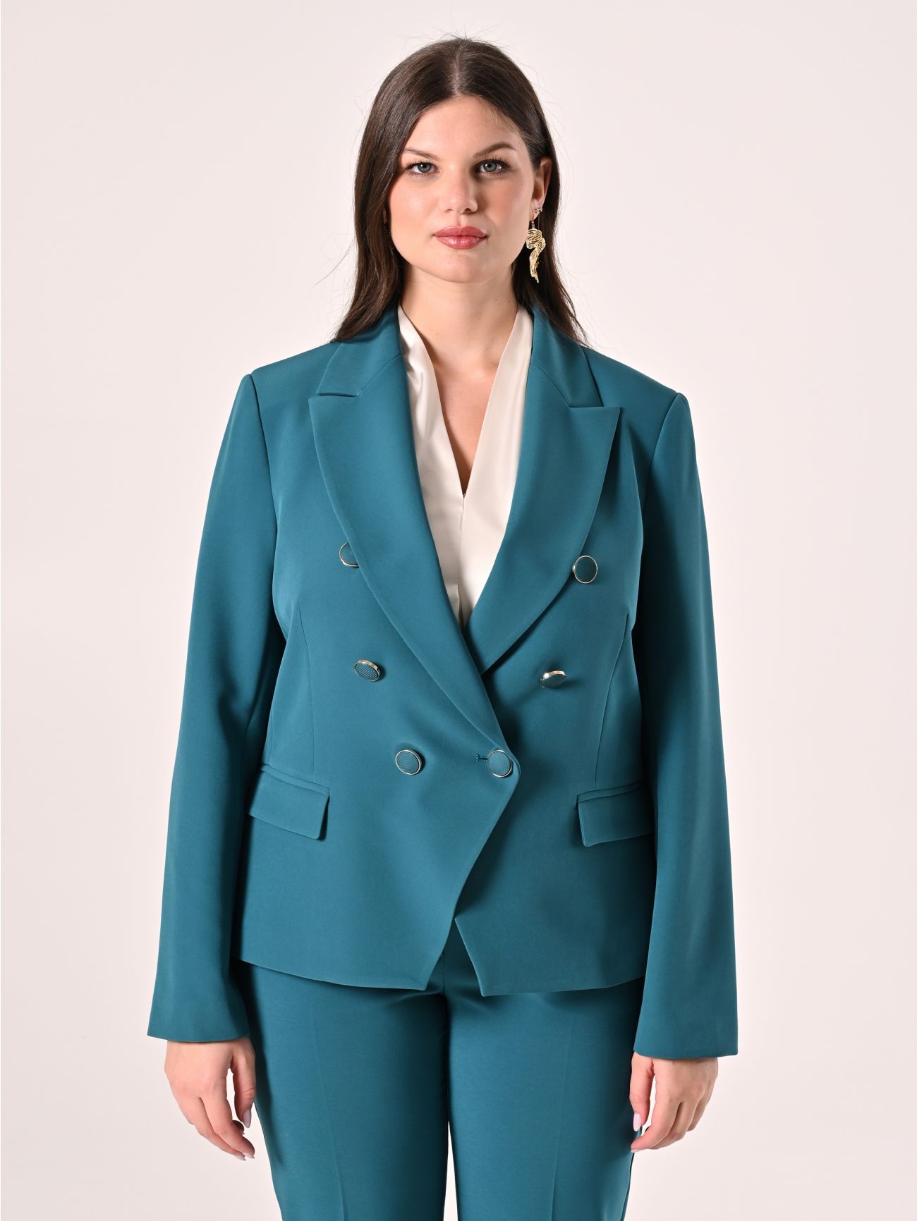 Chaqueta Curvy cruzada verde real det_2