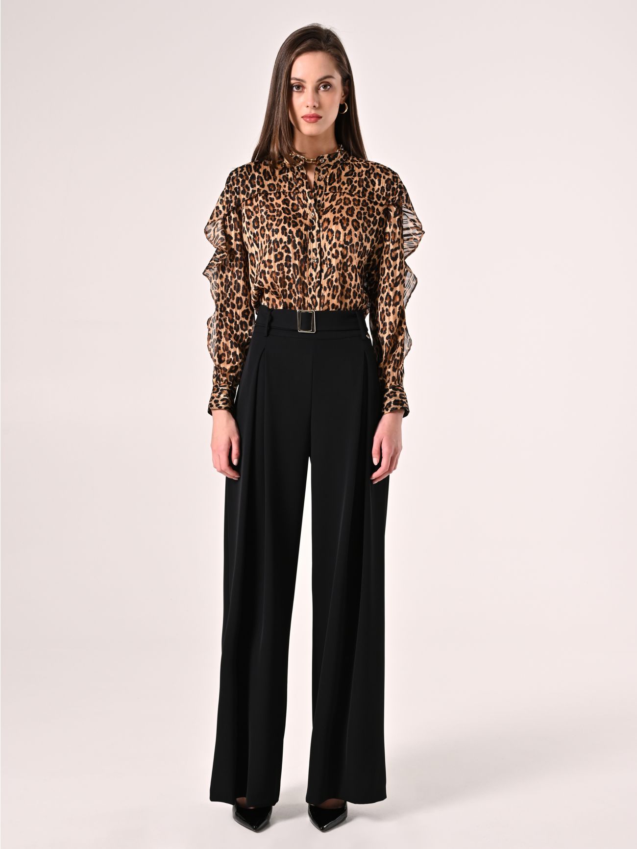Bluse mit Animal-Print und Rüschen det_1
