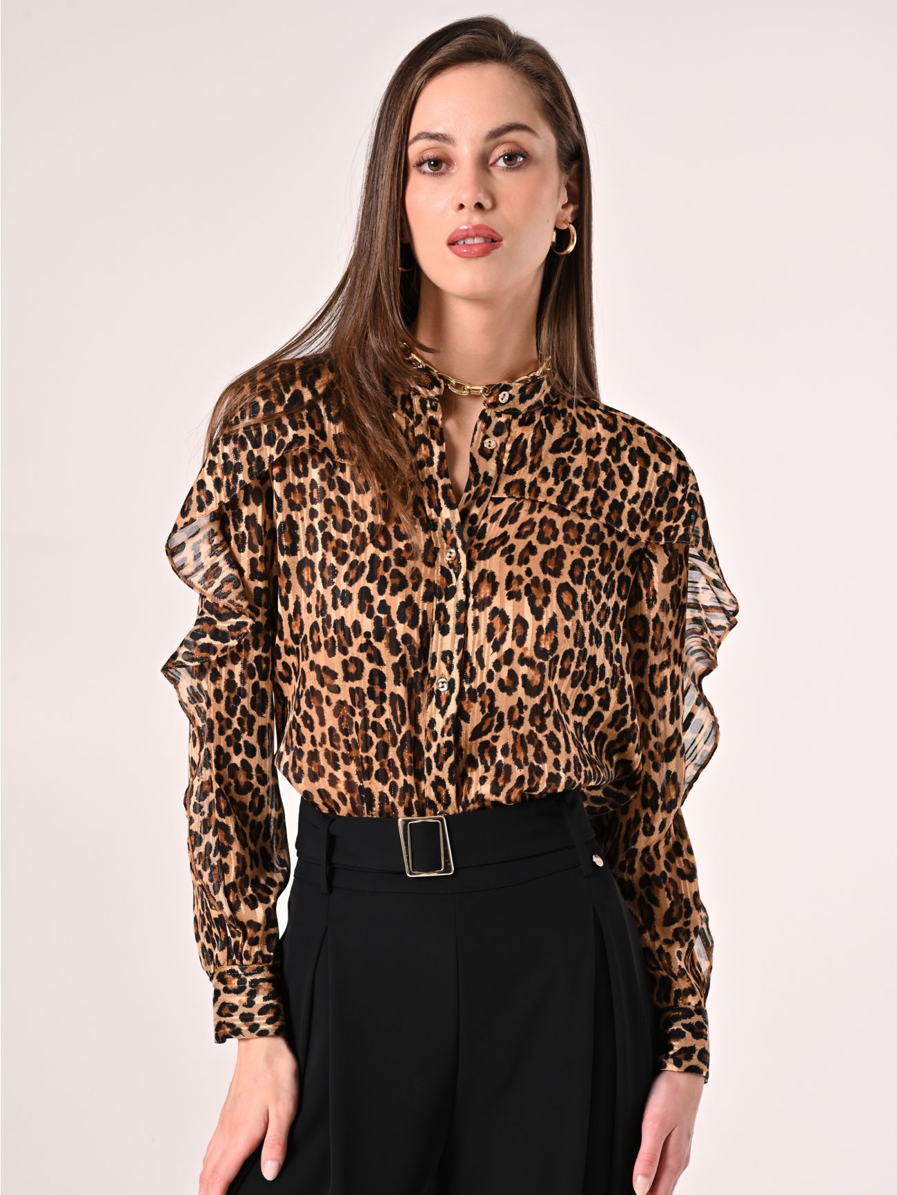 Bluse mit Animal-Print und Rüschen in_i7