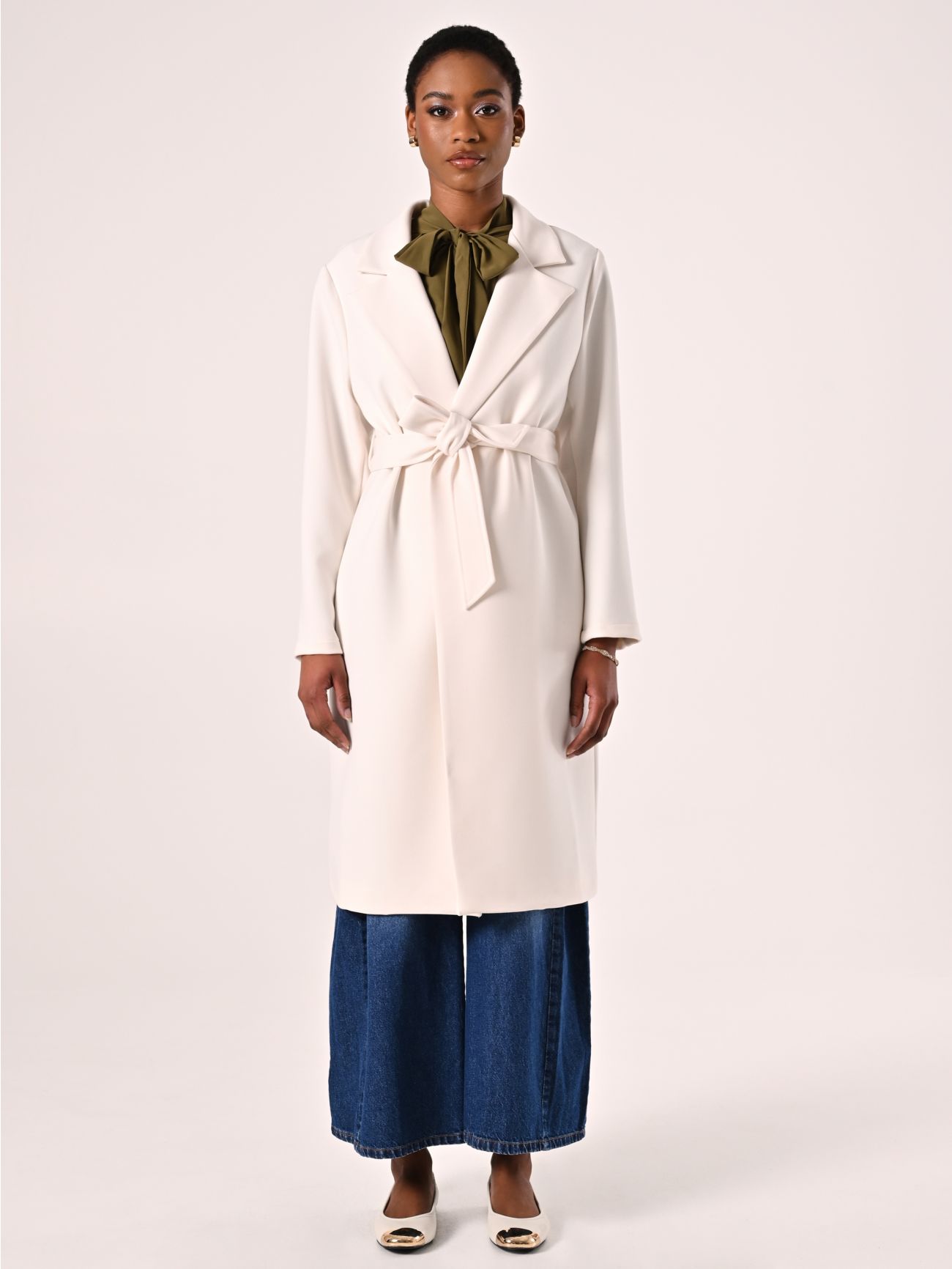 Cappotto Bianco in Doppio Crepe det_1