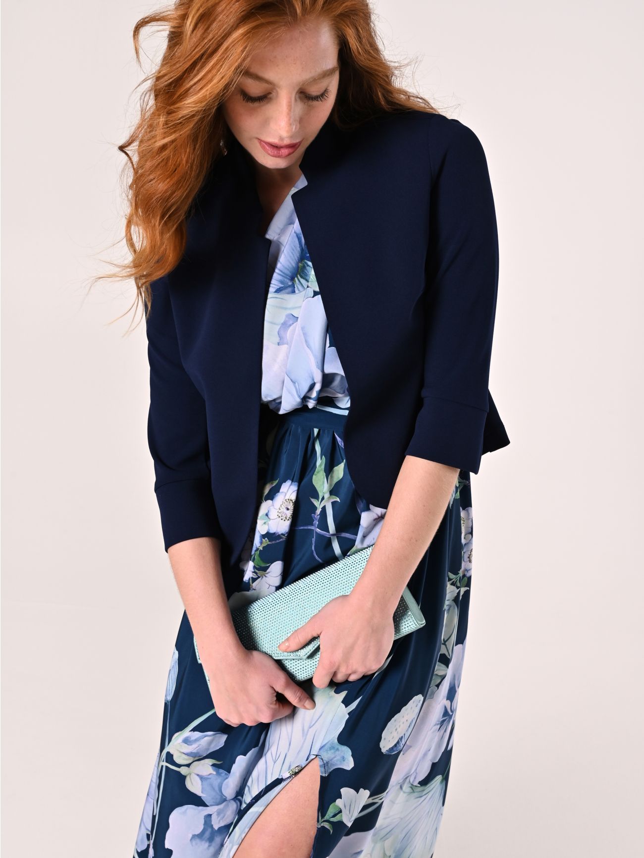 Short Blue Jacket with Rounded Edges  Rinascimento