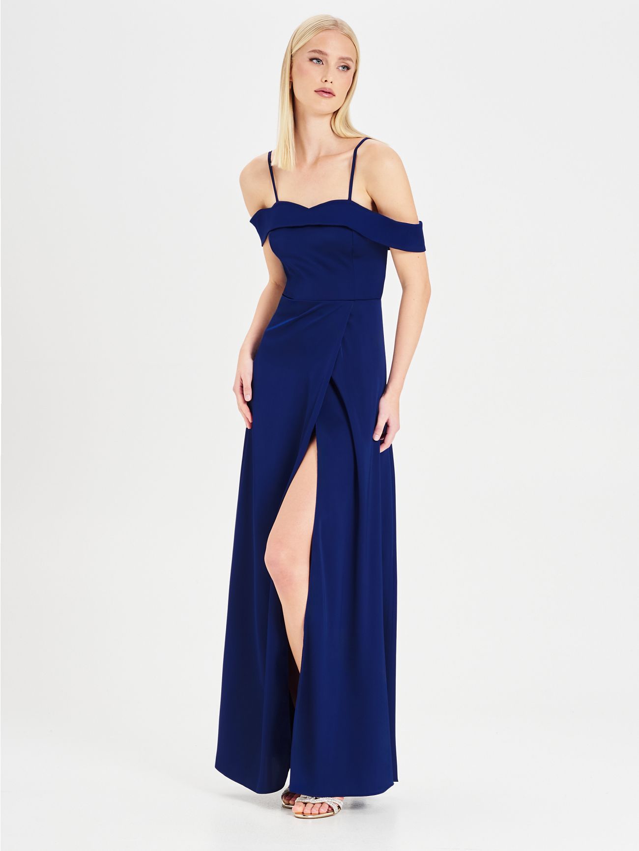Navy Blue Rinascimento atelier Off-the-shoulder Dress in_i4