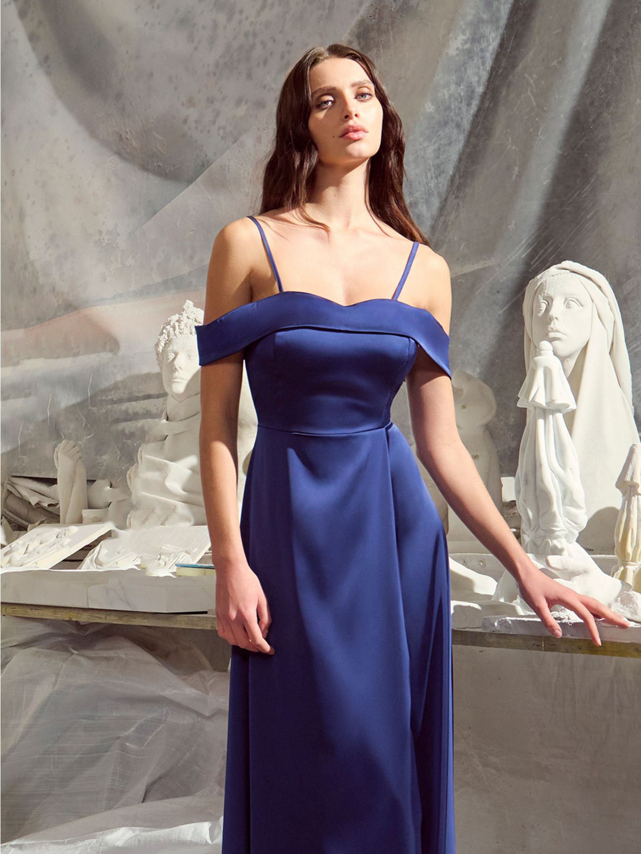 Navy Blue Rinascimento atelier Off-the-shoulder Dress sp_e1