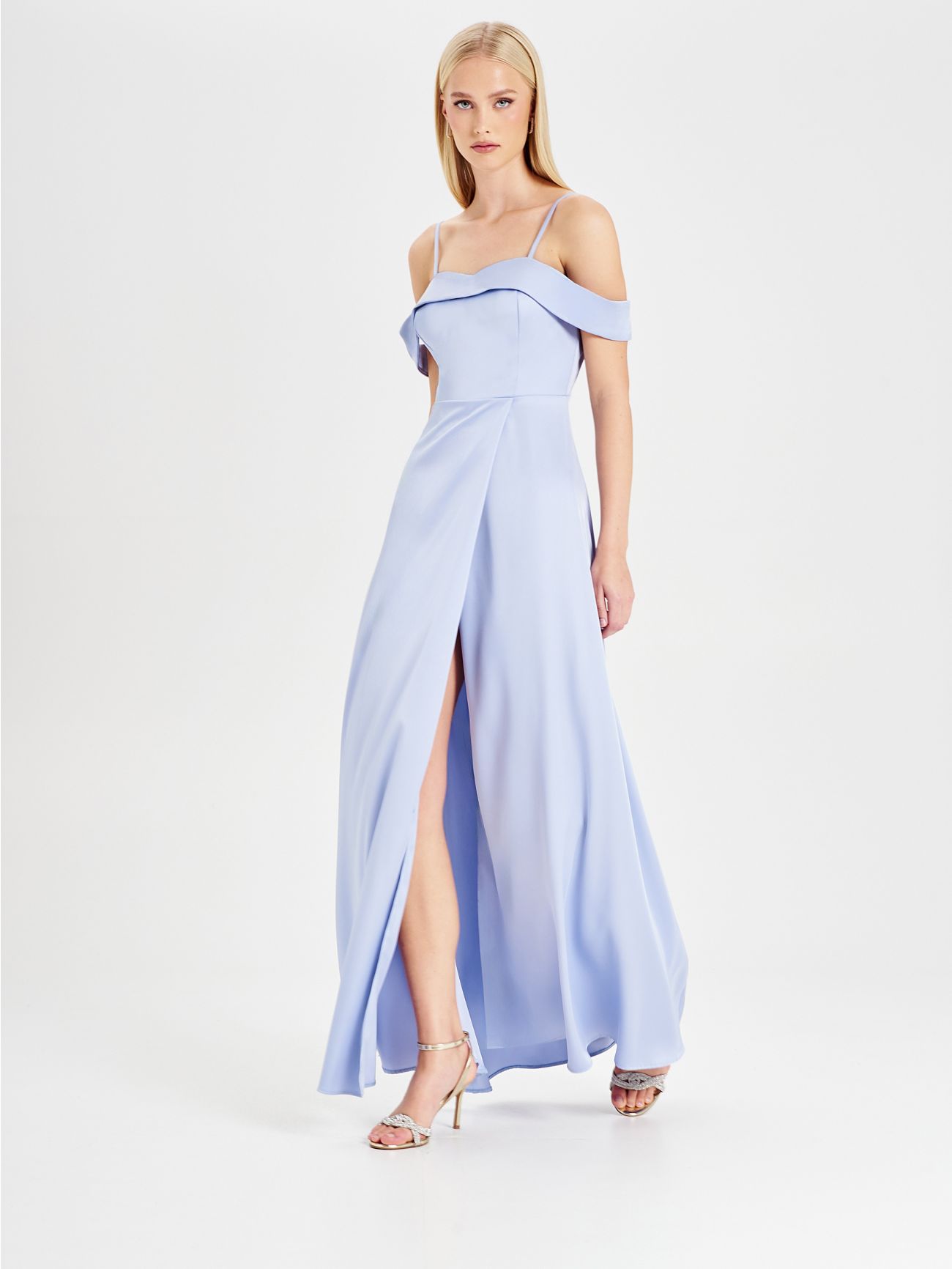 Blue Rinascimento atelier off-the-shoulder dress in_i7
