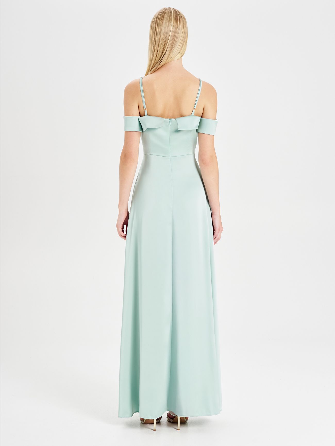Sage Green Rinascimento atelier off-the-shoulder dress det_3