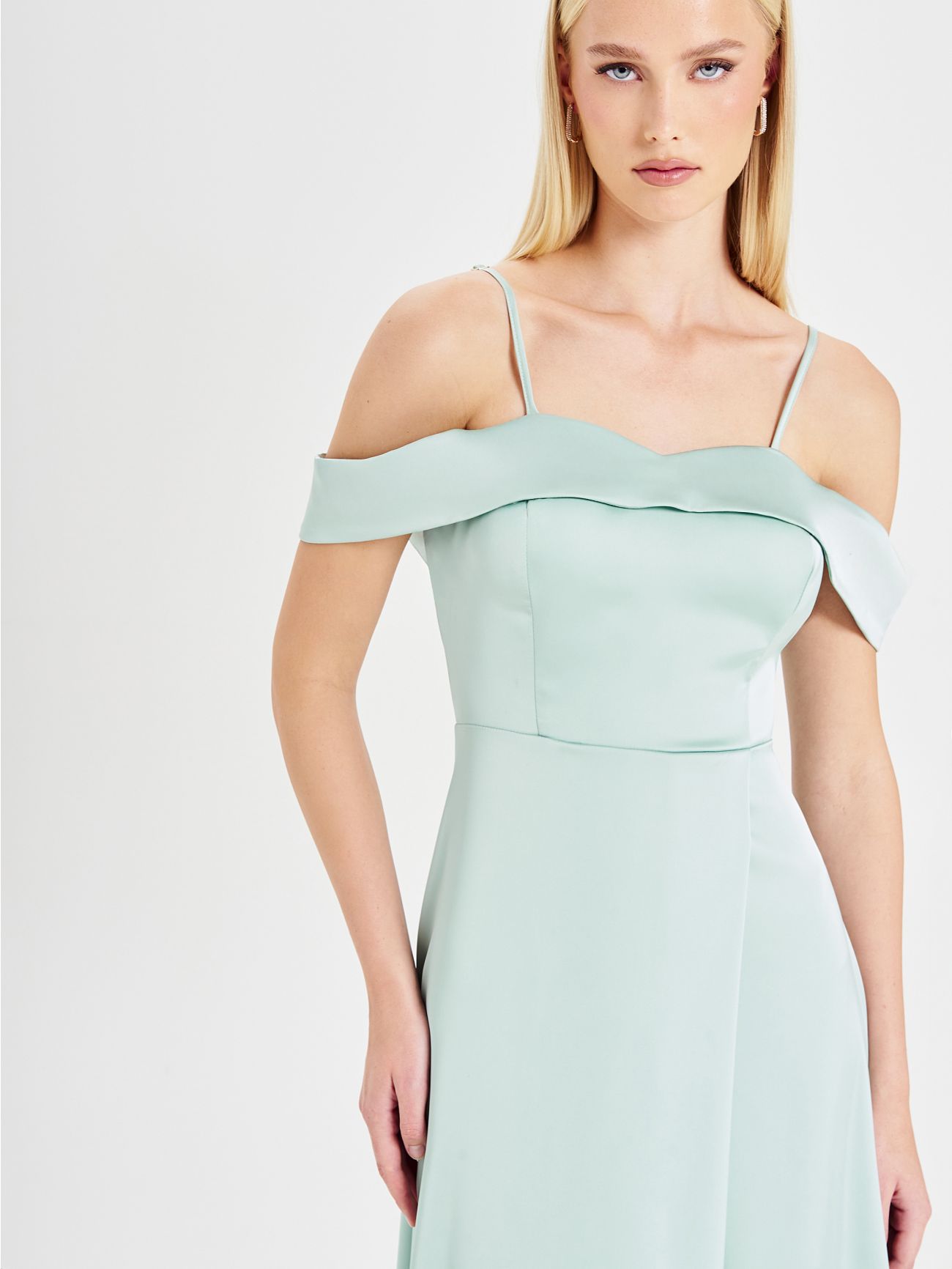 Sage Green Rinascimento atelier off-the-shoulder dress in_i5
