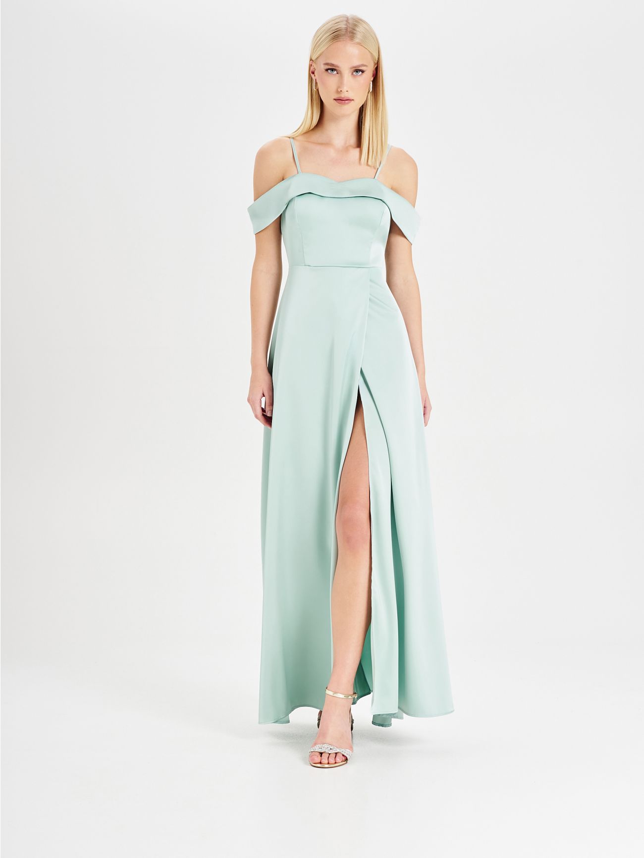 Sage Green Rinascimento atelier off-the-shoulder dress in_i6