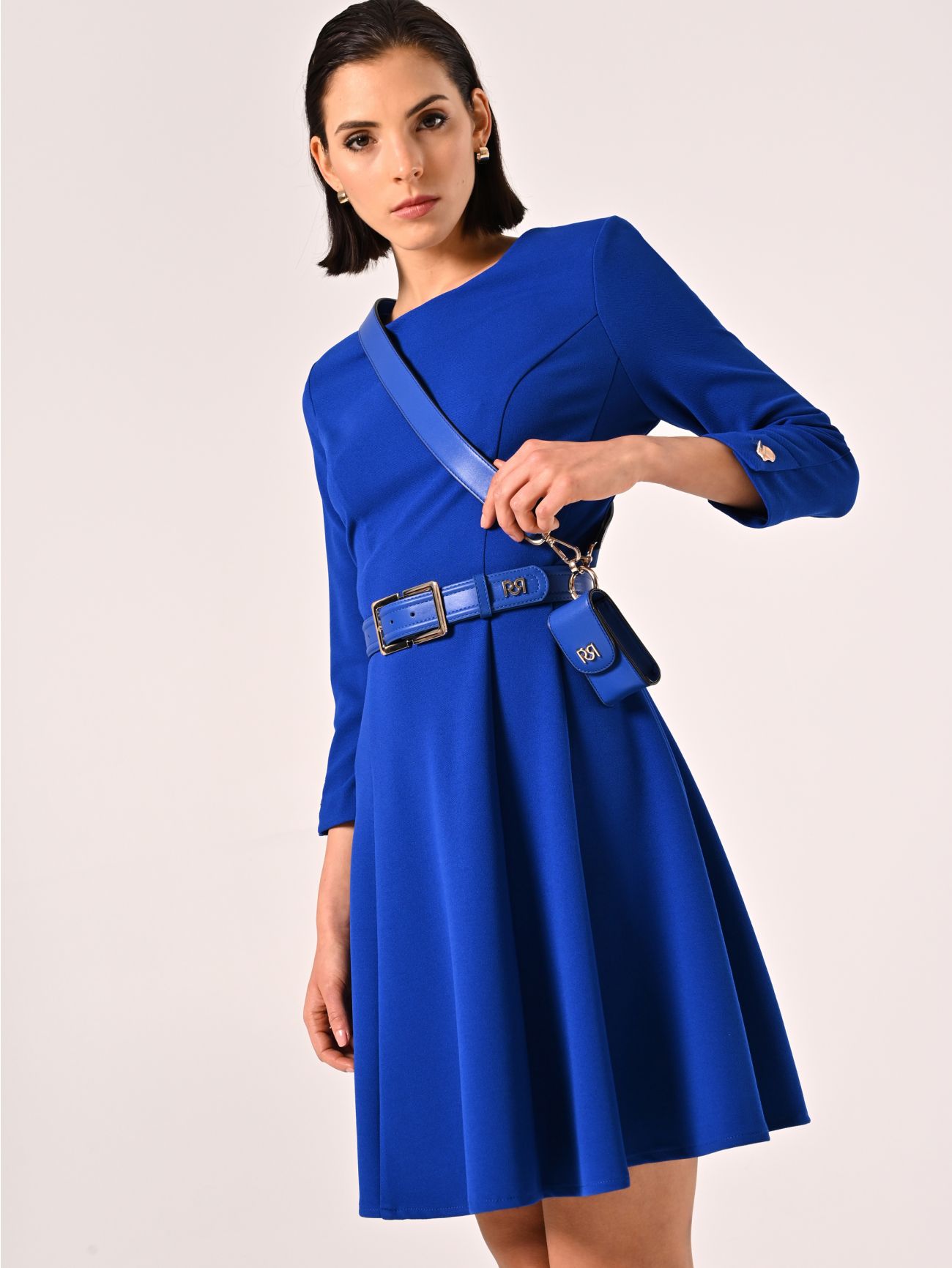 Robe évasée bleu de Chine  Rinascimento