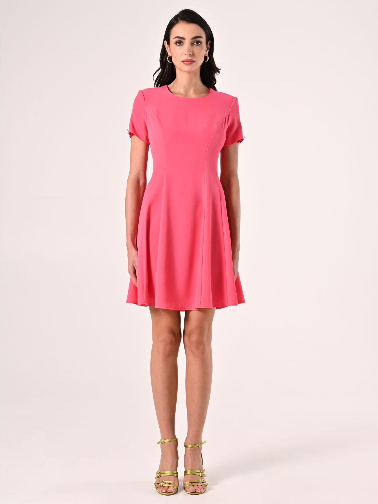 Short Flared Dress in Camelia Pink det_1