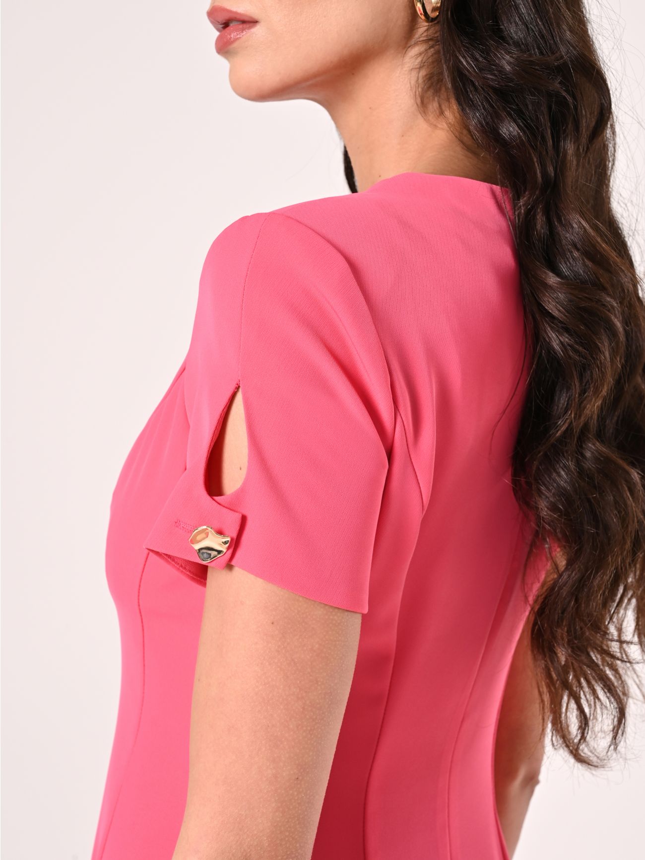 Short Flared Dress in Camelia Pink in_i5