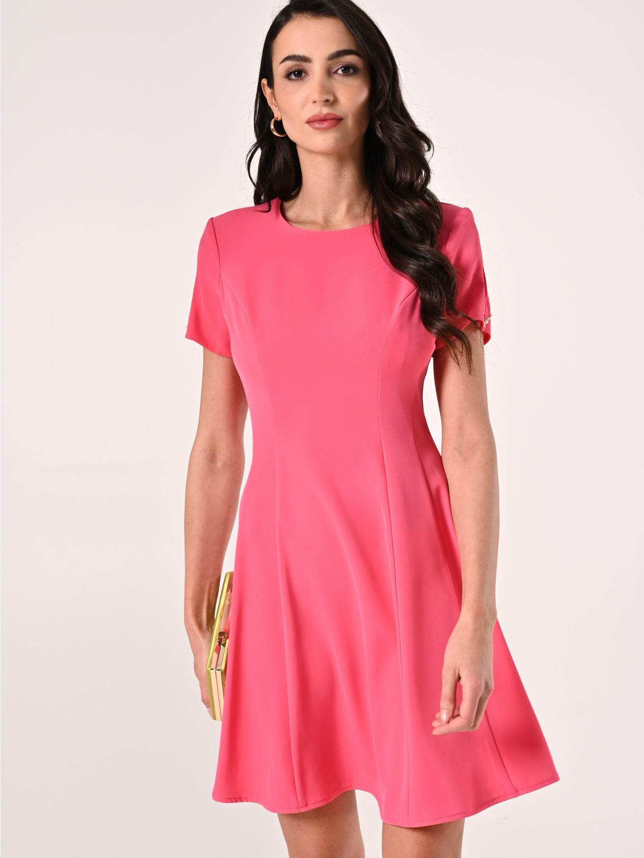 Short Flared Dress in Camelia Pink sp_e1