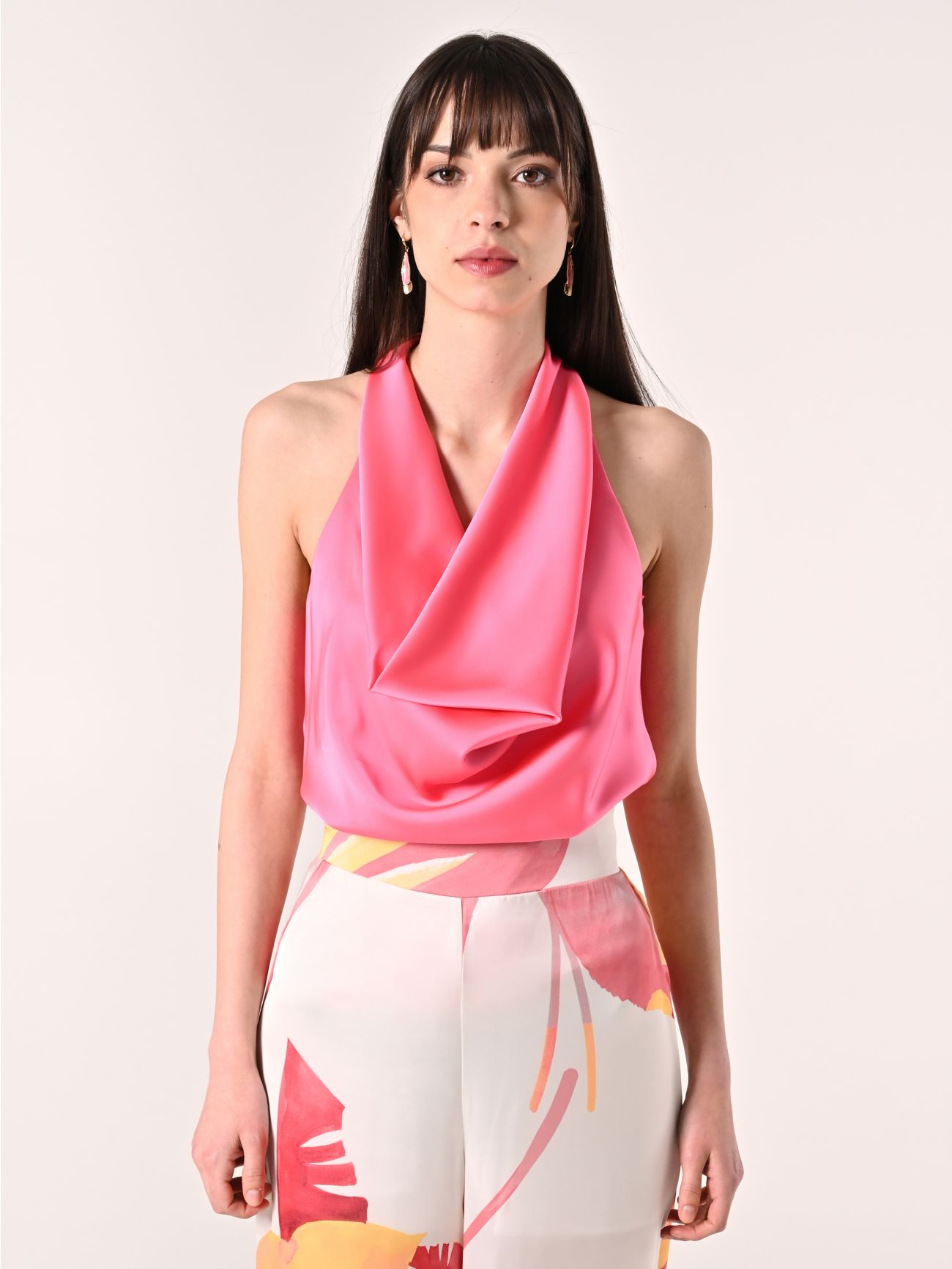 Fuchsia Satin Top det_2