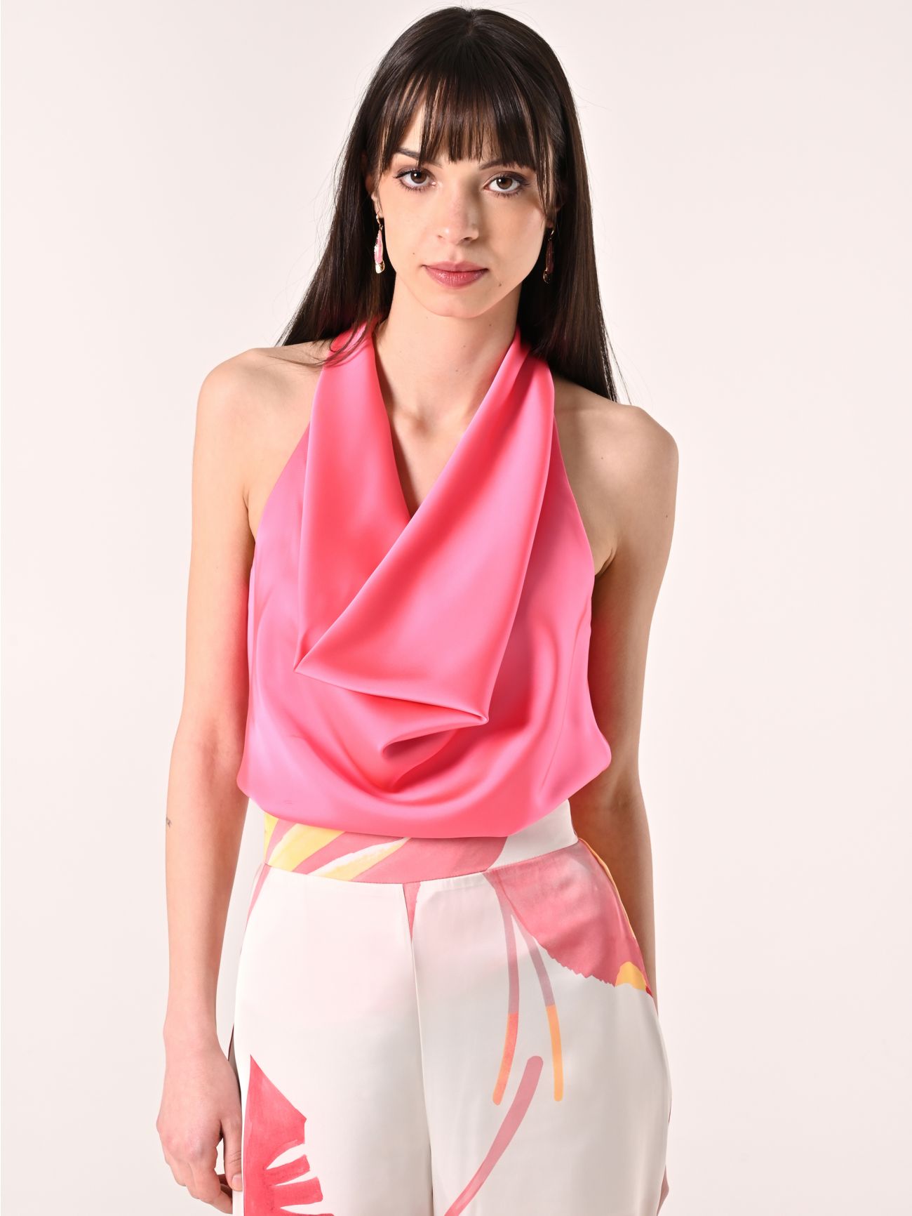 Fuchsia Satin Top in_i7