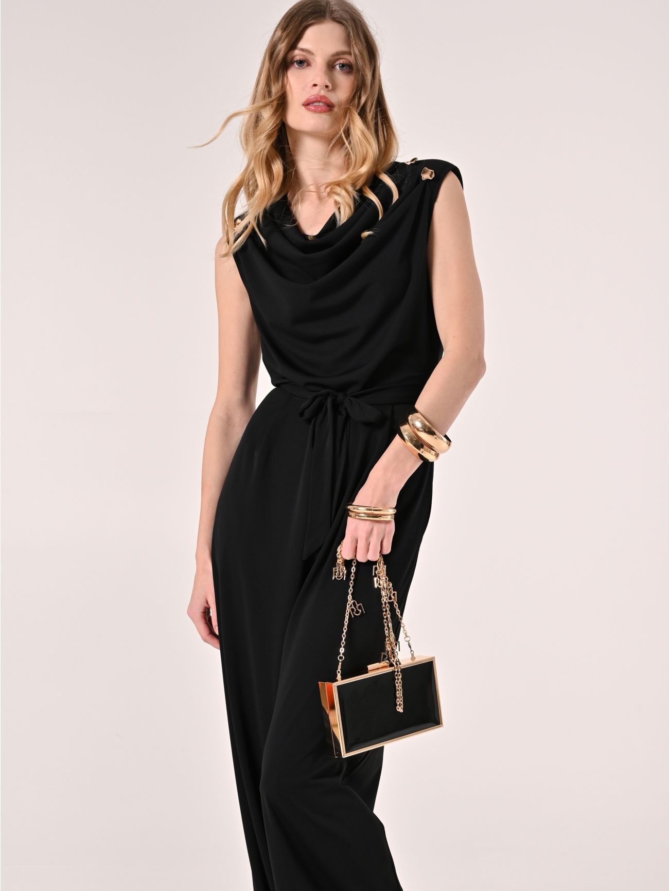 Black Flowy Jumpsuit  Rinascimento