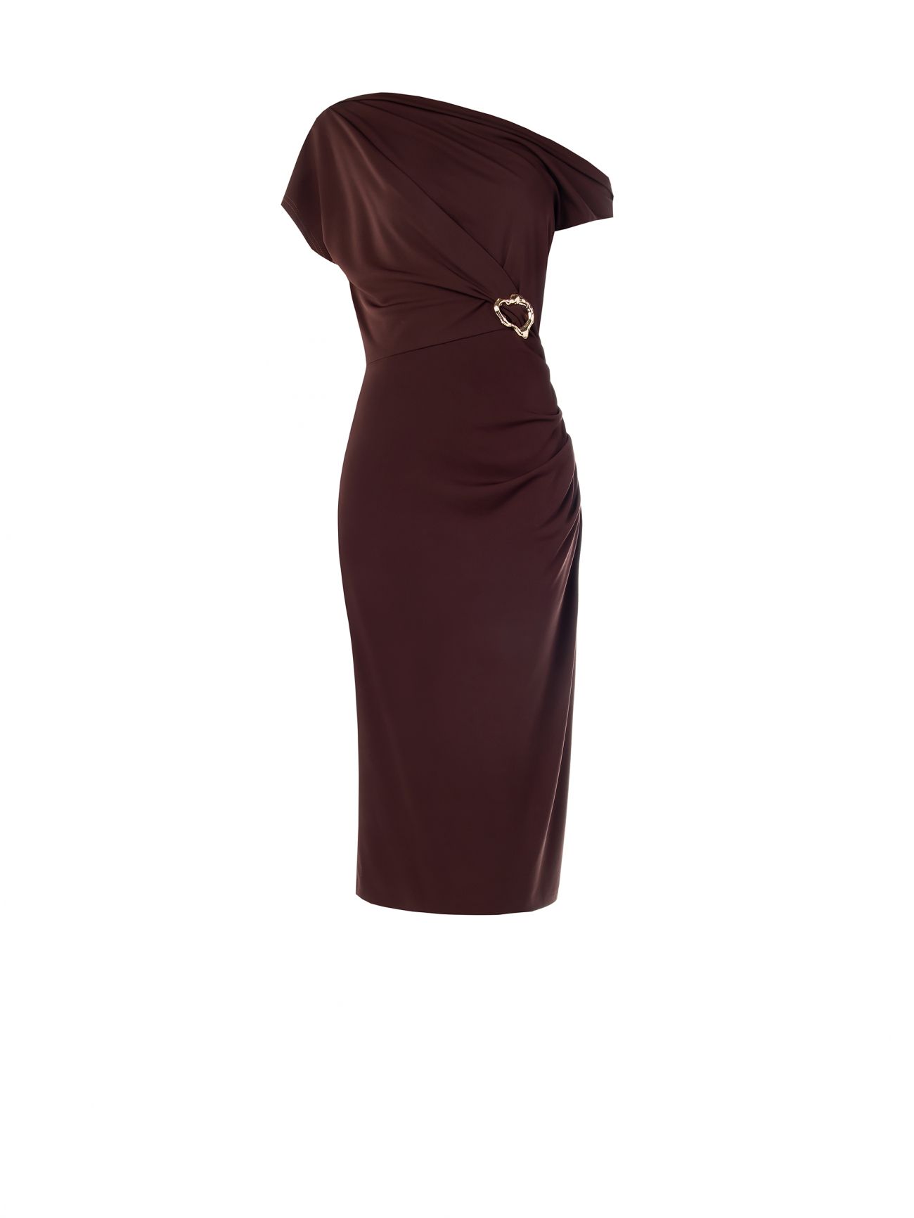 Robe marron à boucle dorée det_4