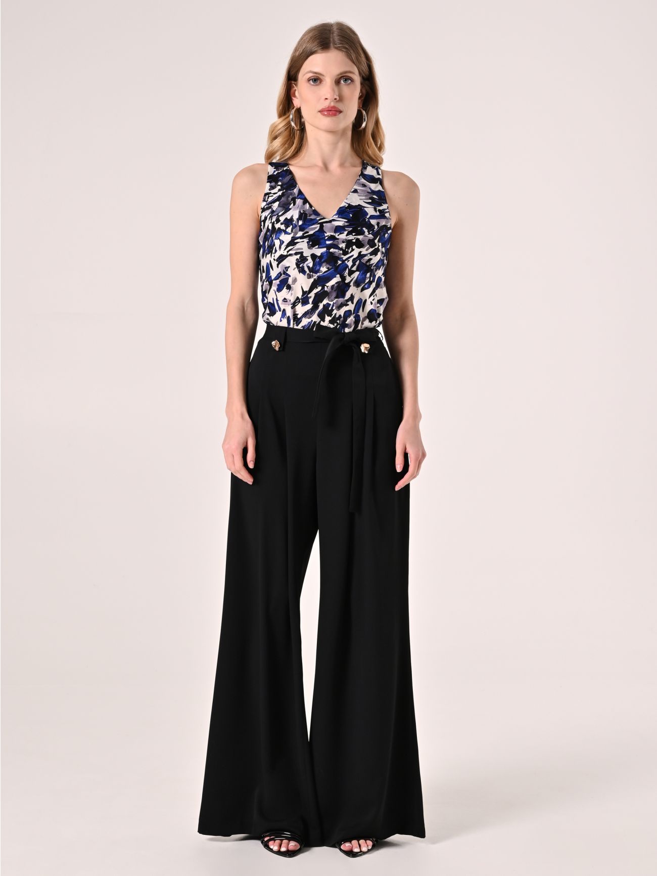 Pantalon fluide noir en tissu det_1