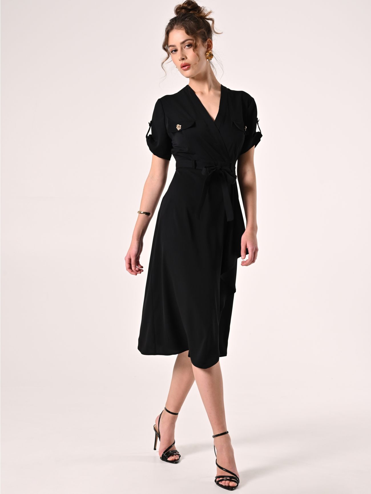 Utility-Hemdblusenkleid in Schwarz aus Viskose in_i7