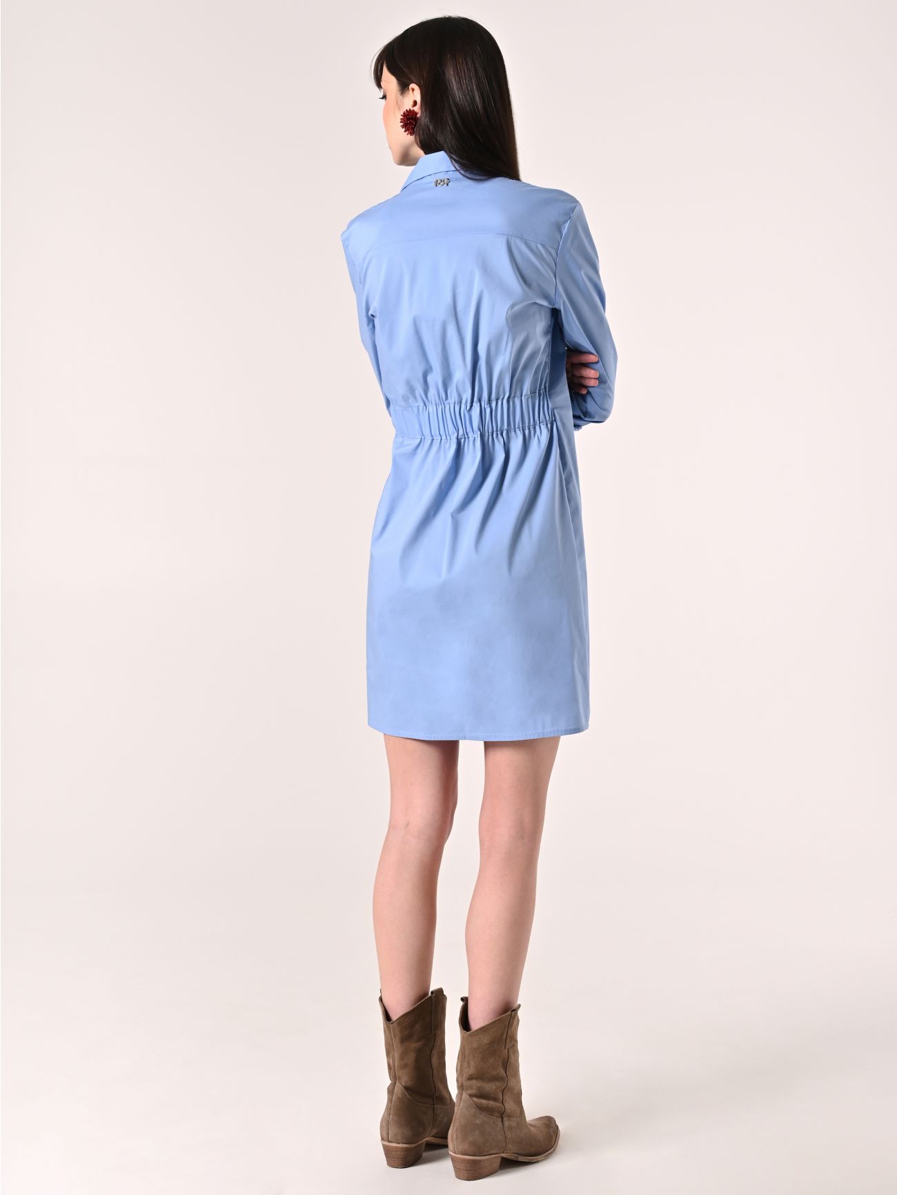 Hemdblusenkleid aus Baumwolle in Hellblau det_3
