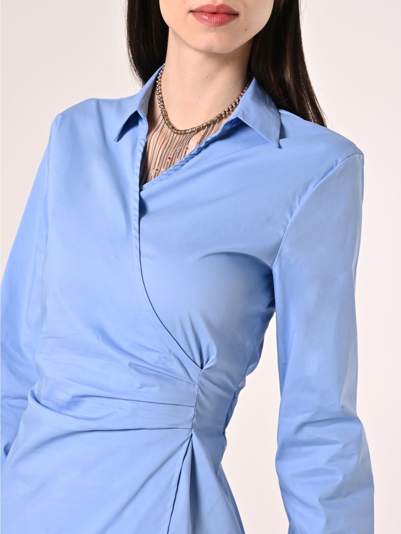 Hemdblusenkleid aus Baumwolle in Hellblau in_i5