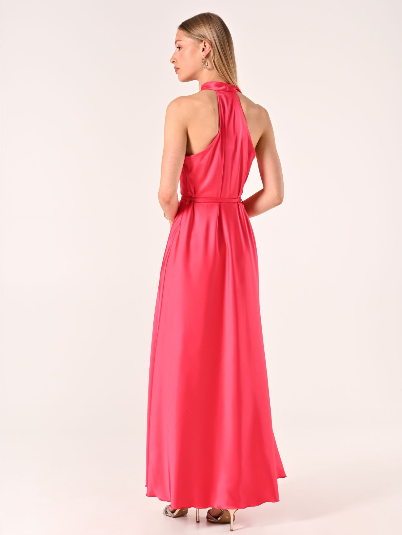 Abito Lungo in Raso Fuxia det_3