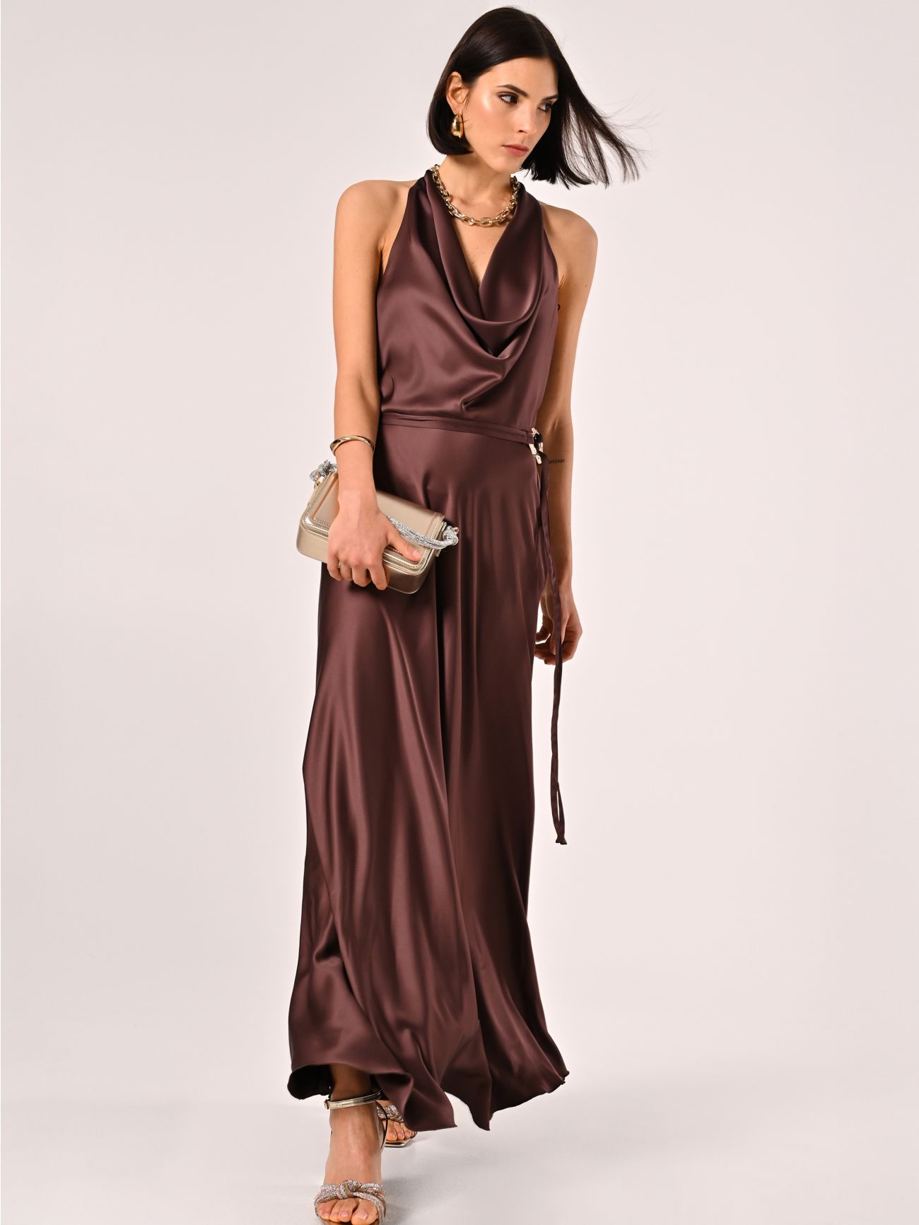 Robe longue marron chocolat  Rinascimento