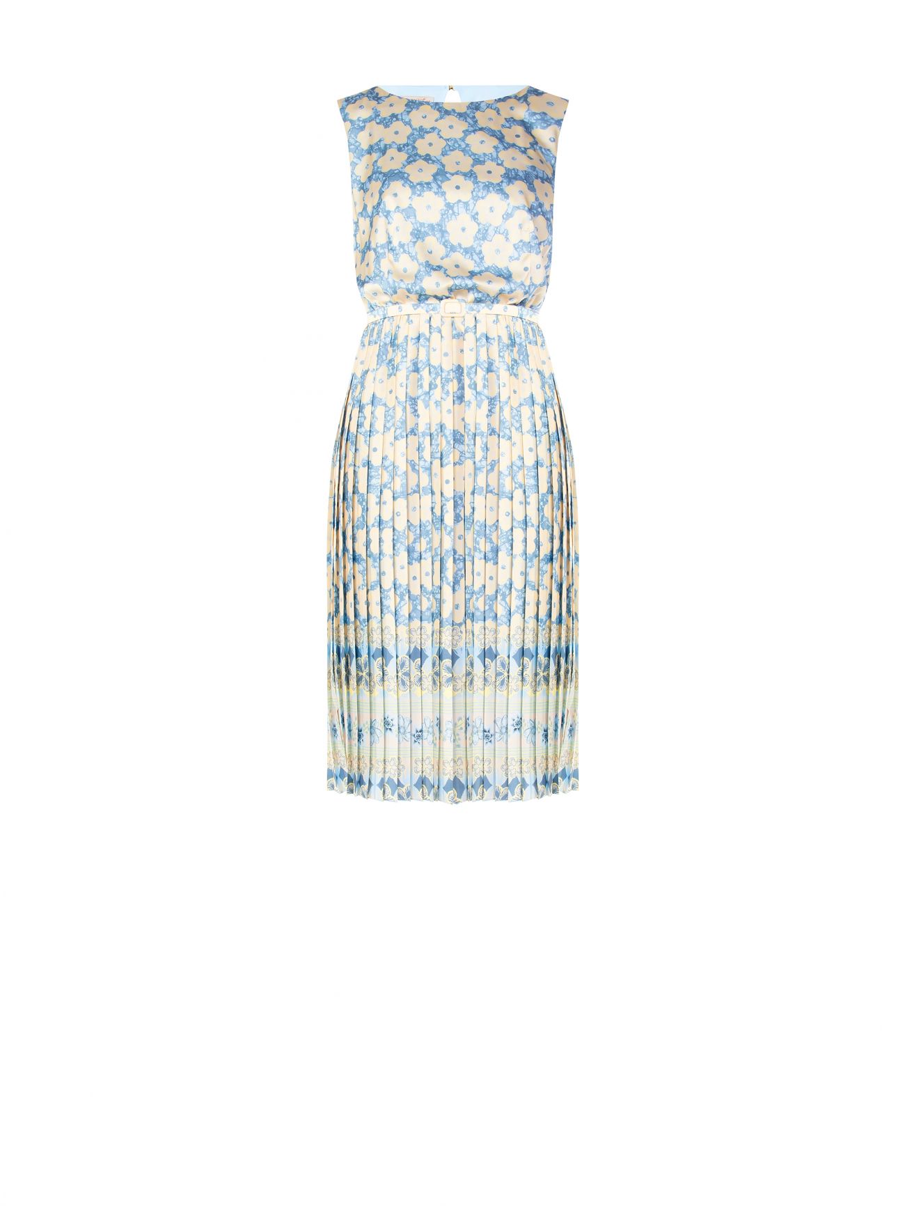 Vestido midi plisado con estampado floral celeste det_4