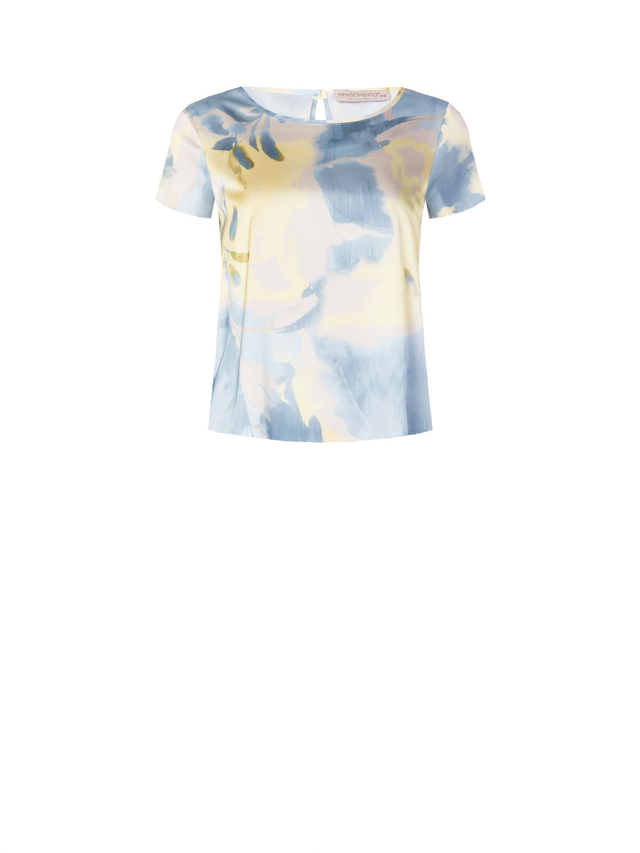 Bedruckte Bluse in Hellblau & Gelb det_4