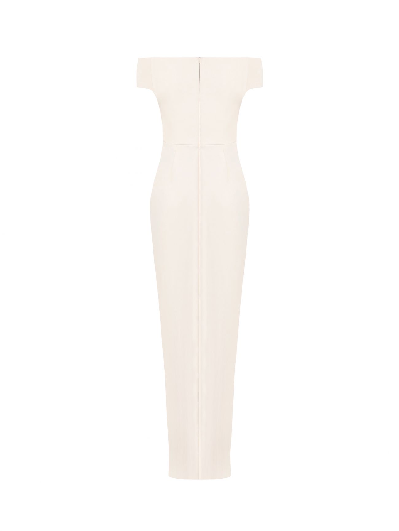 Robe longue beige clair en néoprène det_2