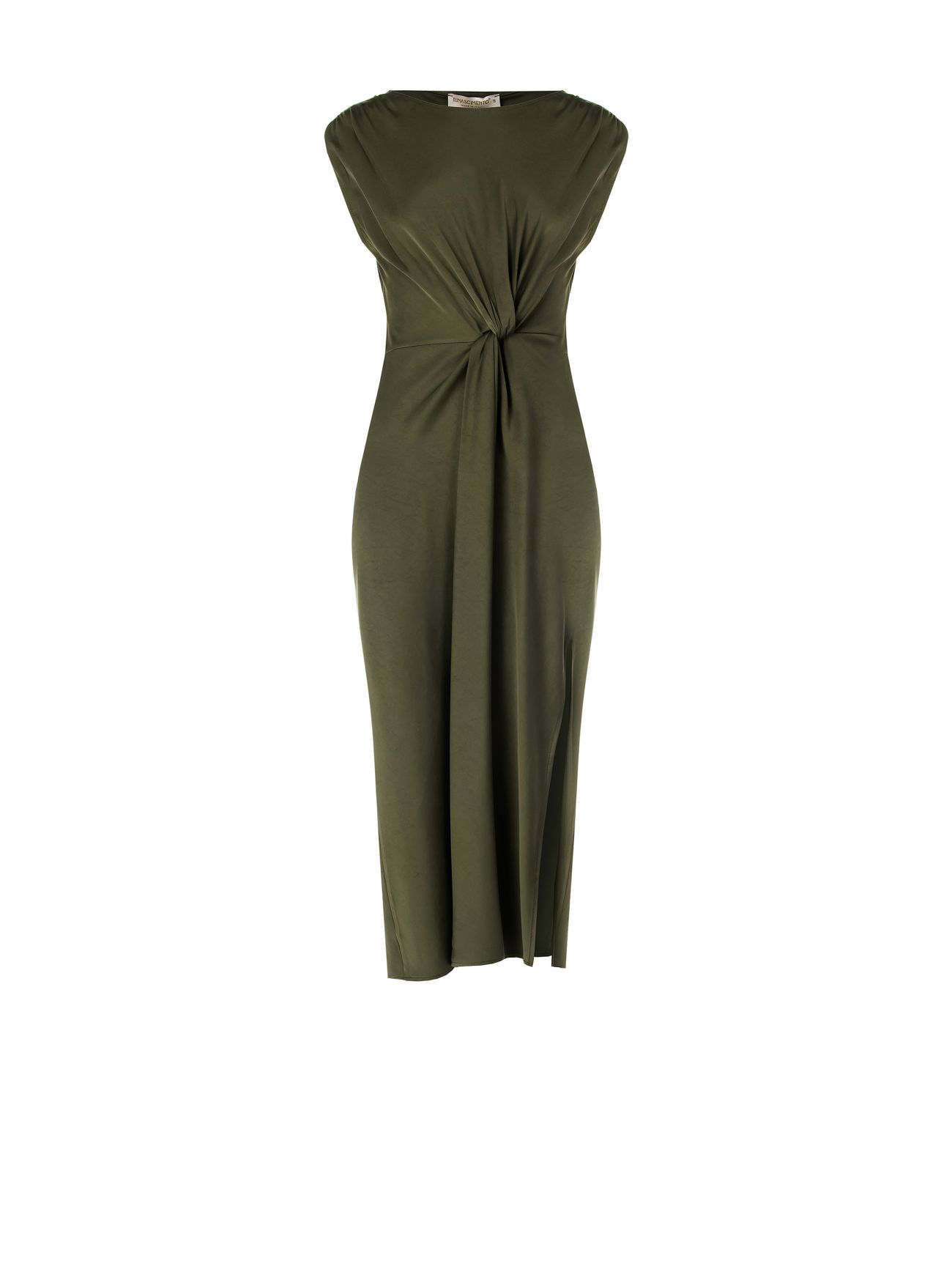 Robe à nœud vert militaire en viscose det_4