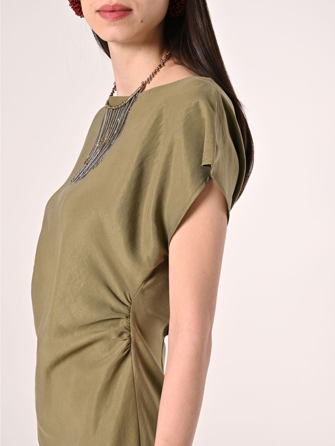 Vestido de viscosa verde militar in_i5