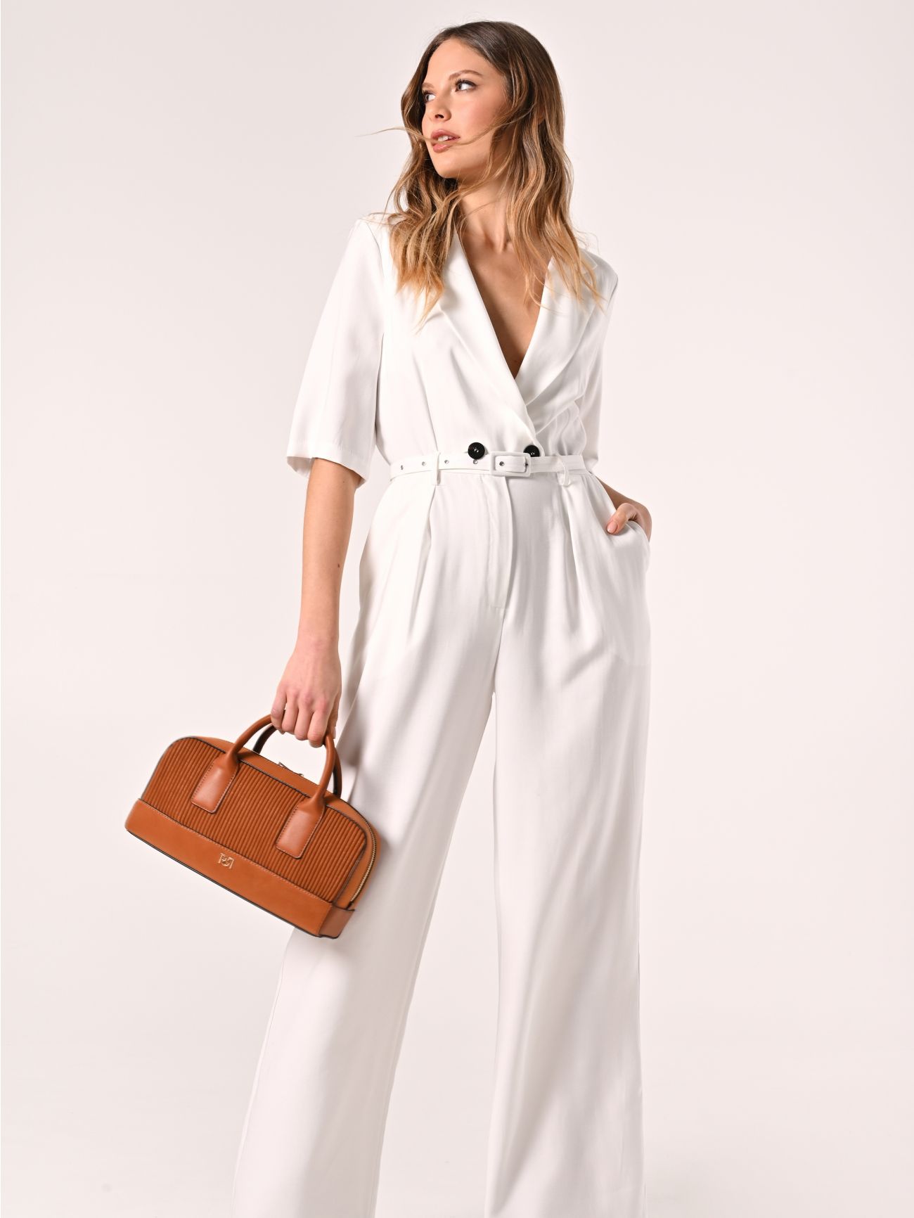 White Viscose Playsuit  Rinascimento