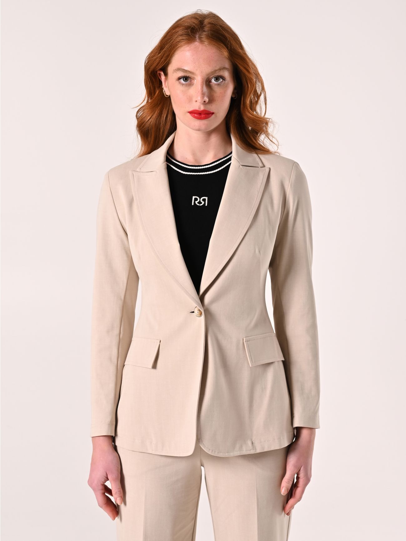 Giacca Beige in Tessuto Operato det_2