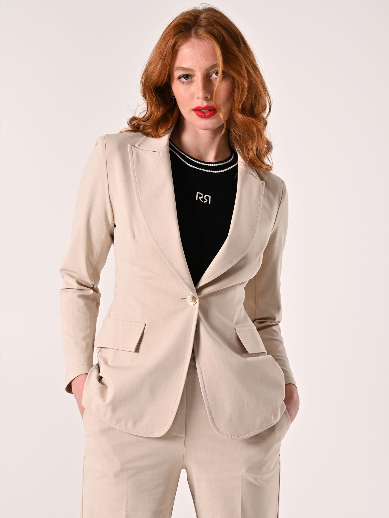 Giacca Beige in Tessuto Operato in_i7