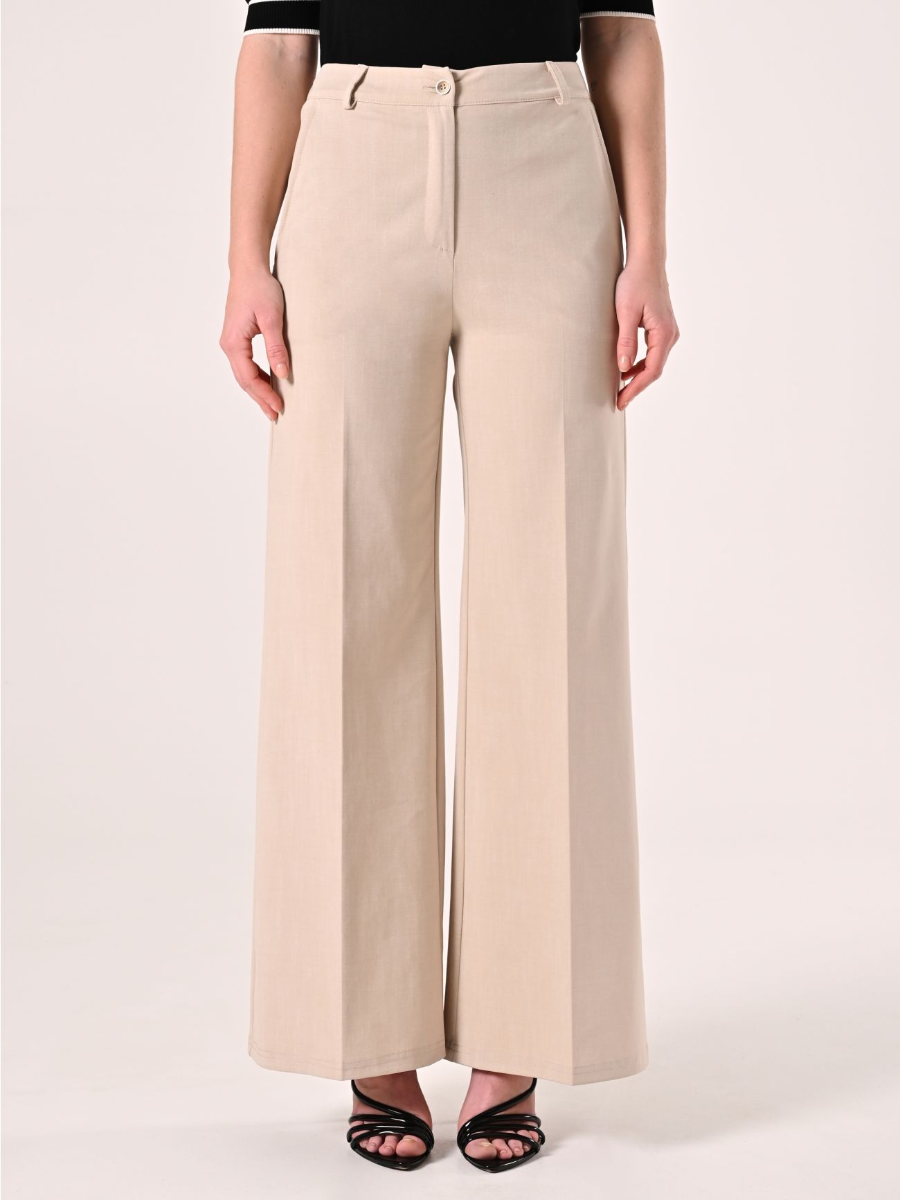 Pantaloni Beige in Tessuto Operato det_2