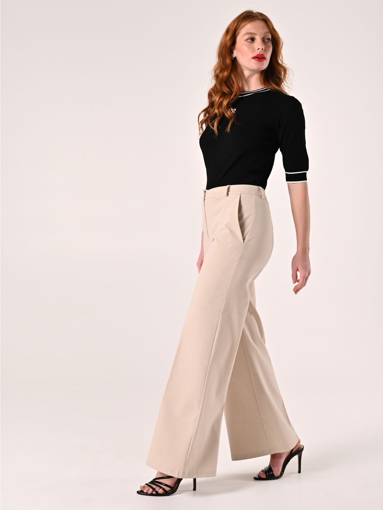 Pantaloni Beige in Tessuto Operato in_i7