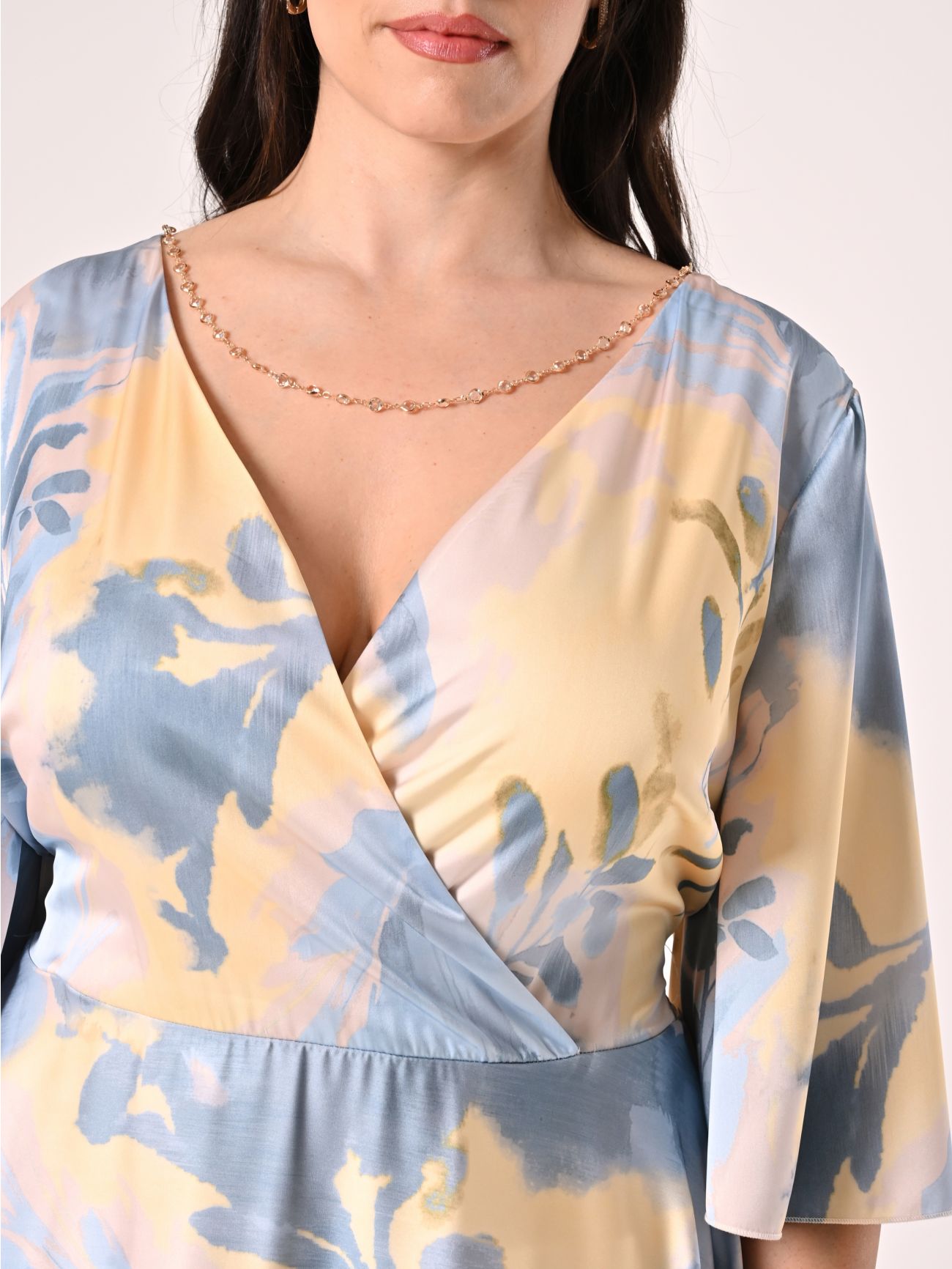 Long Curvy Dress with Abstract Floral Print in_i5
