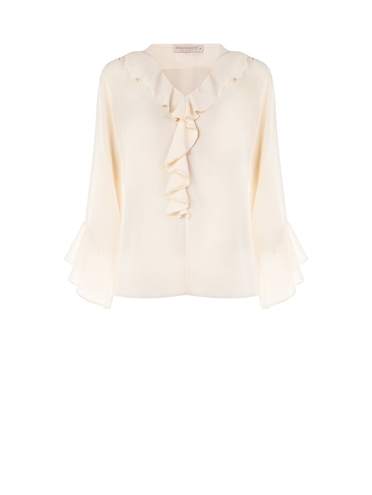Boho-Bluse mit Volant in Beige det_4