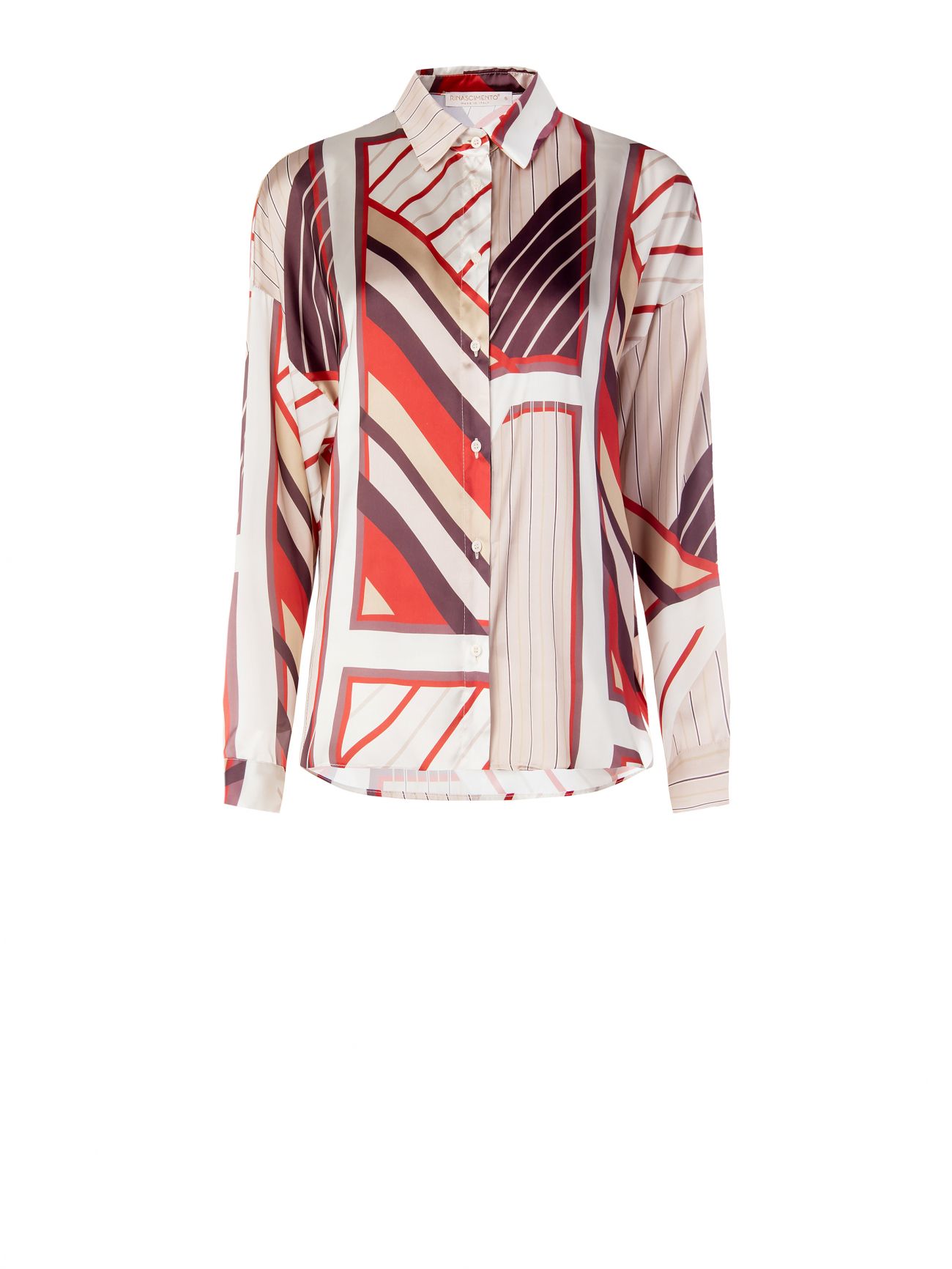 Bluse mit geometrischem Muster in Rostrot det_4