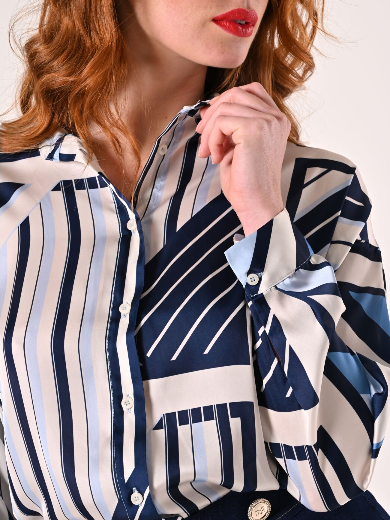 Camicia stampa Geometrica variante Blu in_i5