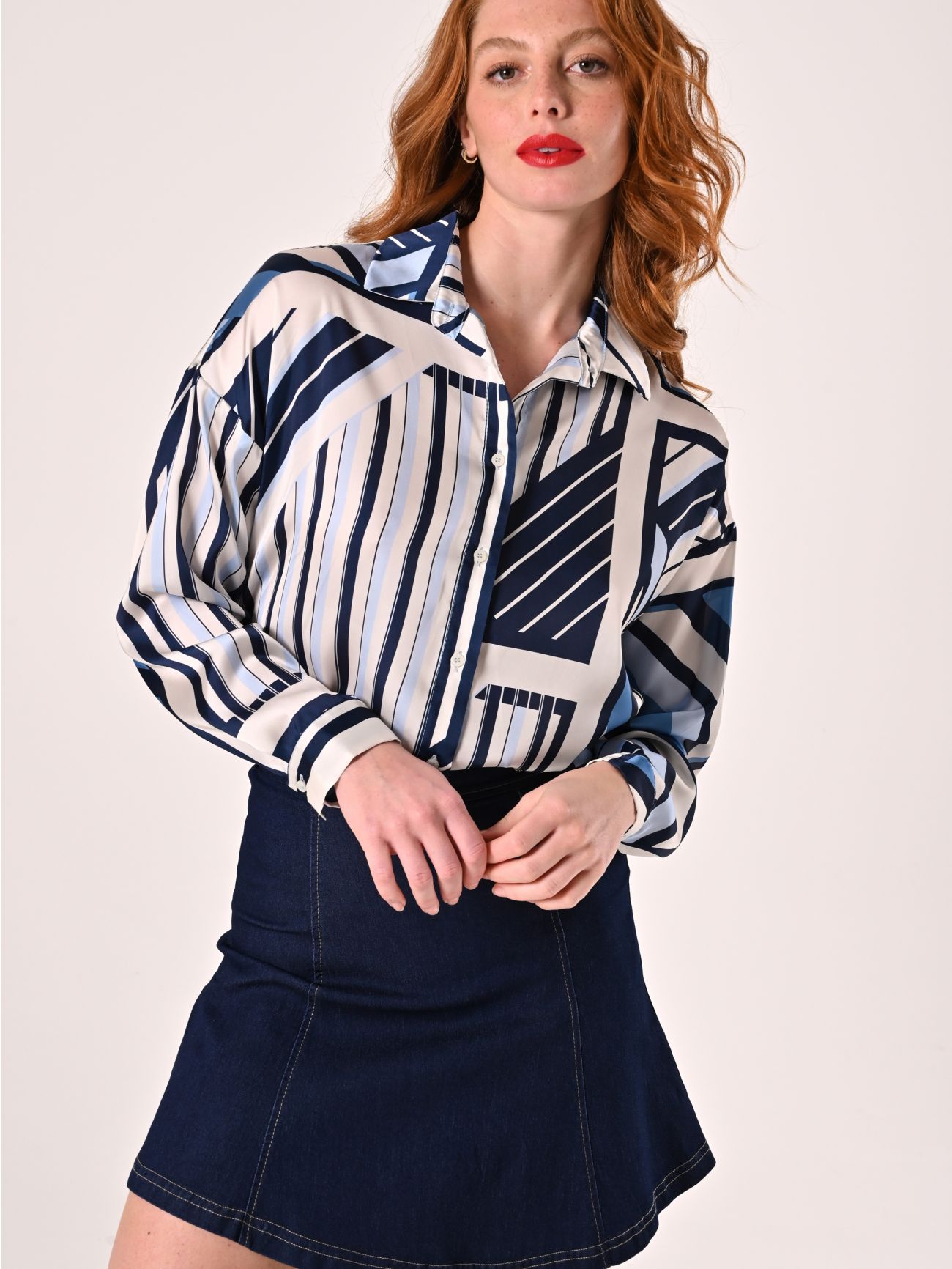 Camicia stampa Geometrica variante Blu in_i7