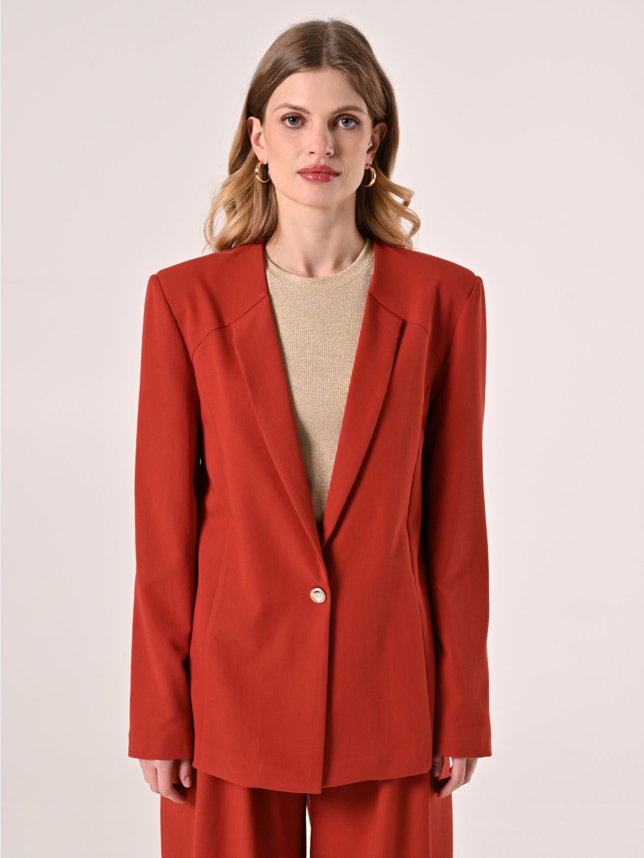 Veste déstructurée couleur terracotta det_2