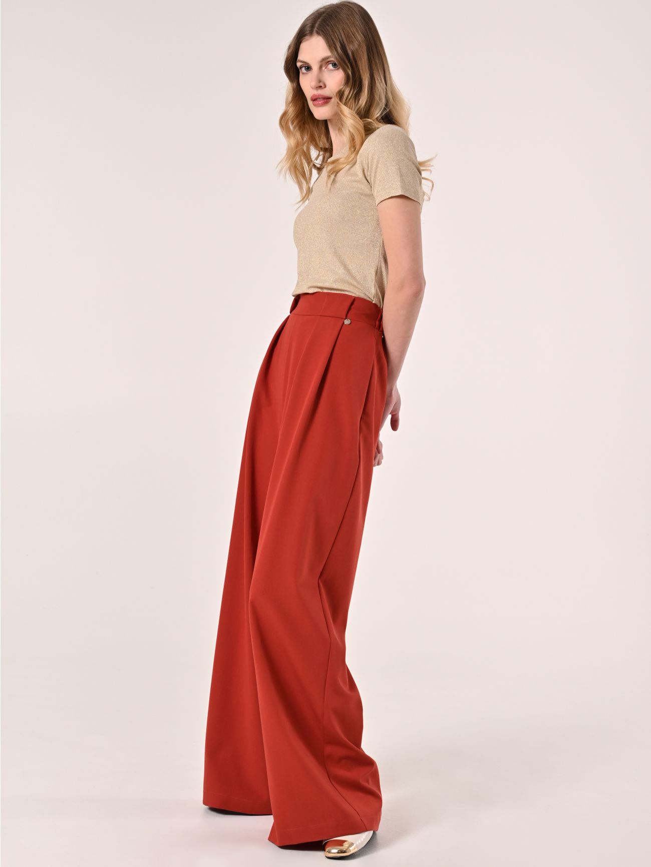 Pantalon à pinces couleur terracotta in_i7