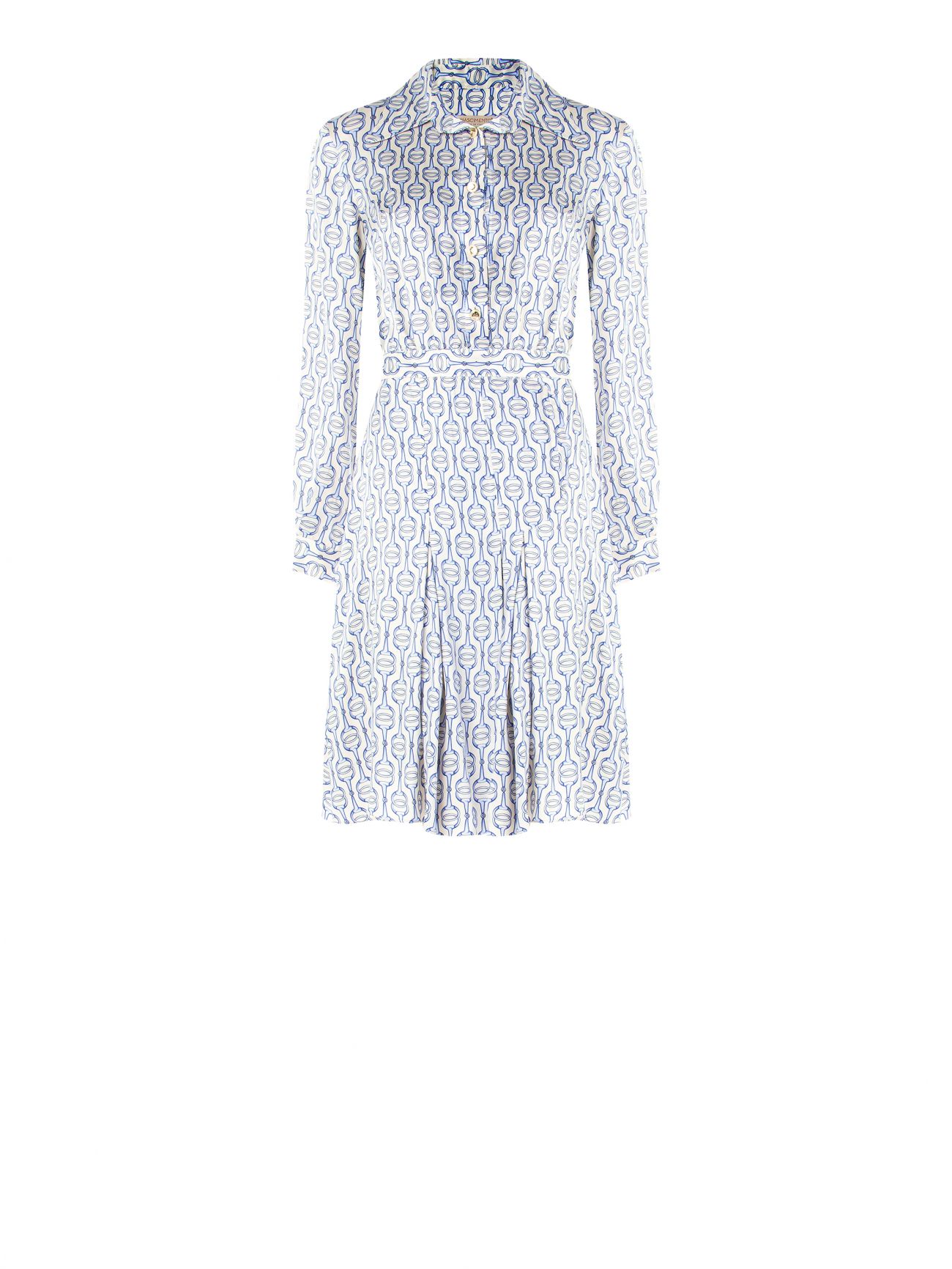 Bedrucktes Kleid in Weiß & Hellblau det_4