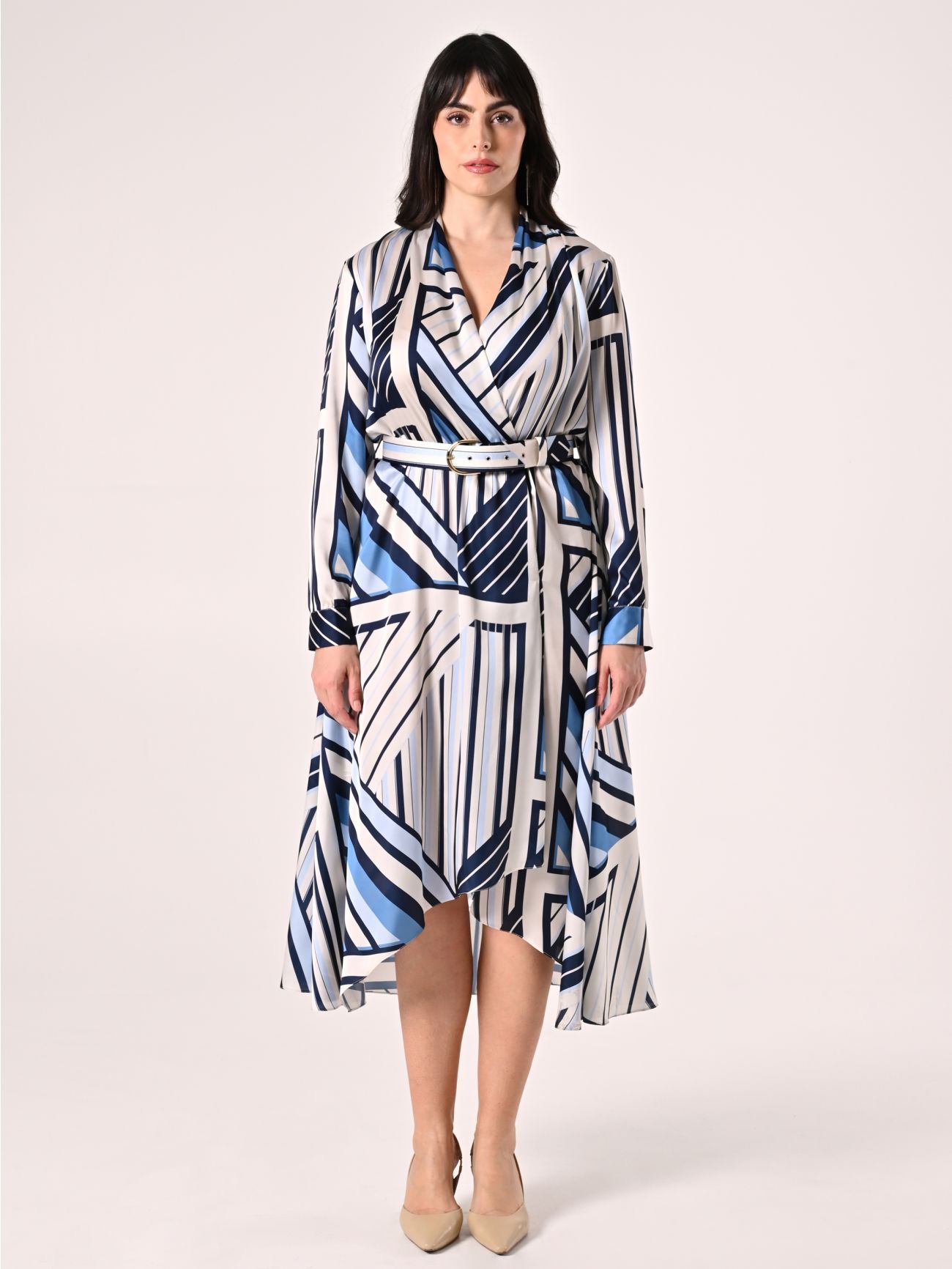 Blue Striped Curvy Dress det_1