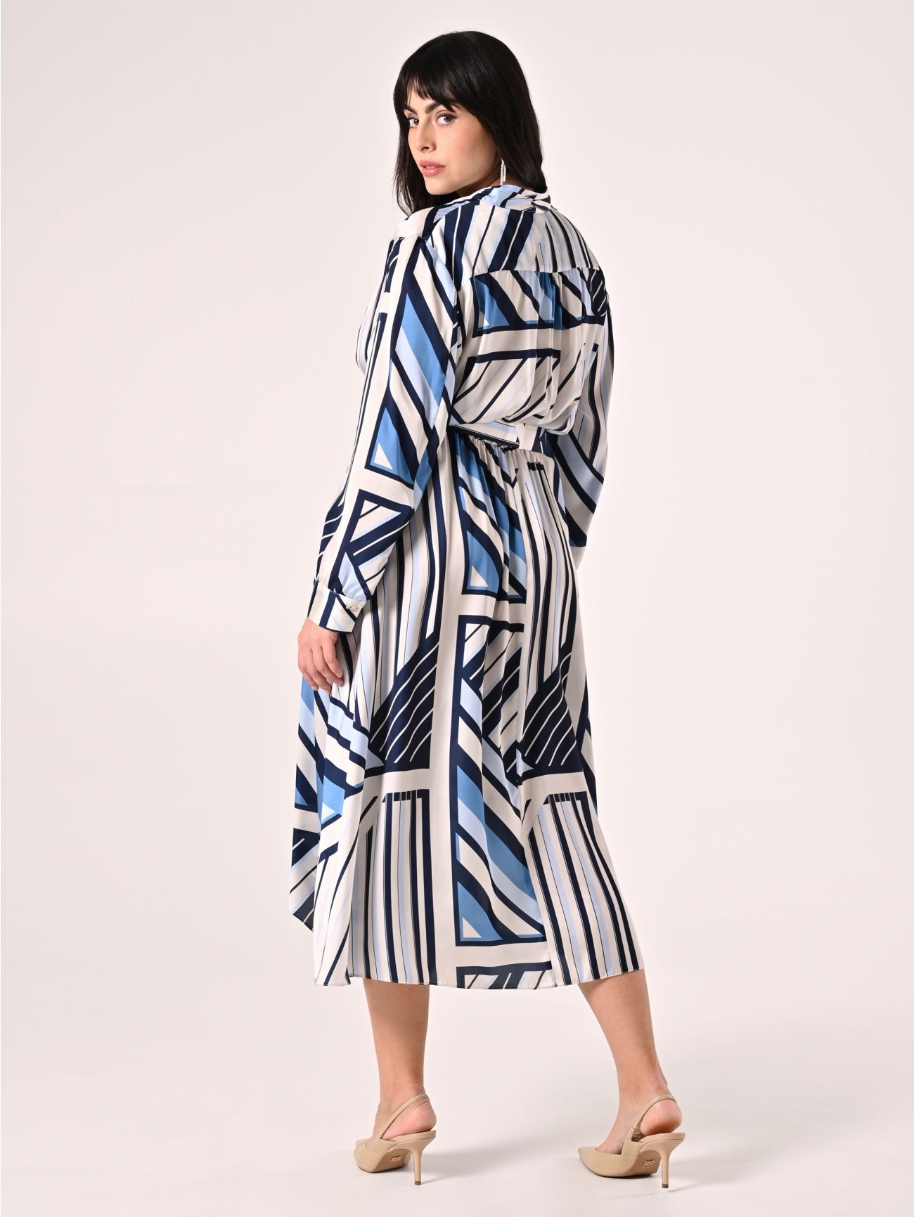 Blue Striped Curvy Dress det_3
